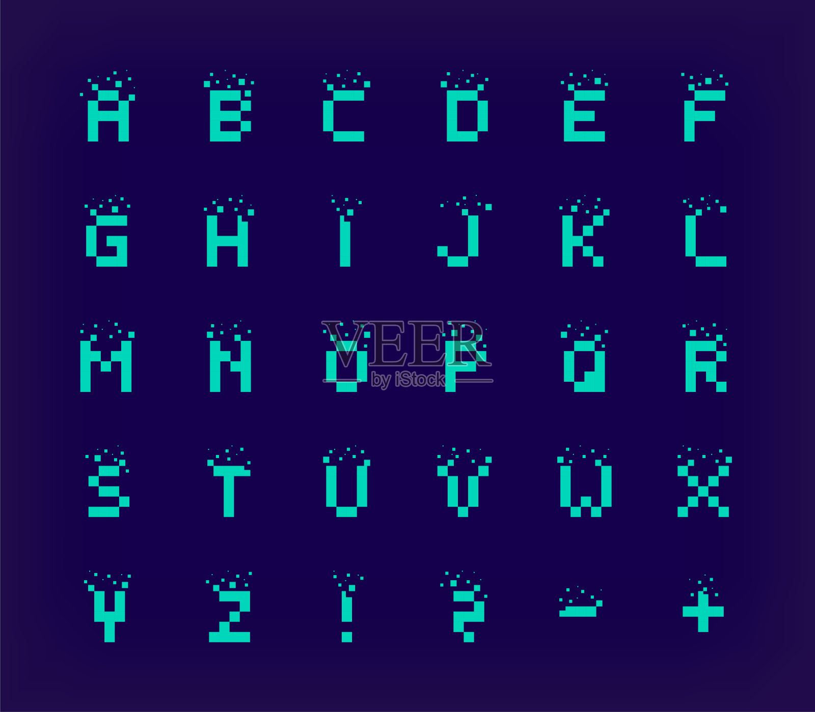 独特的创意技术字母表。插画图片素材