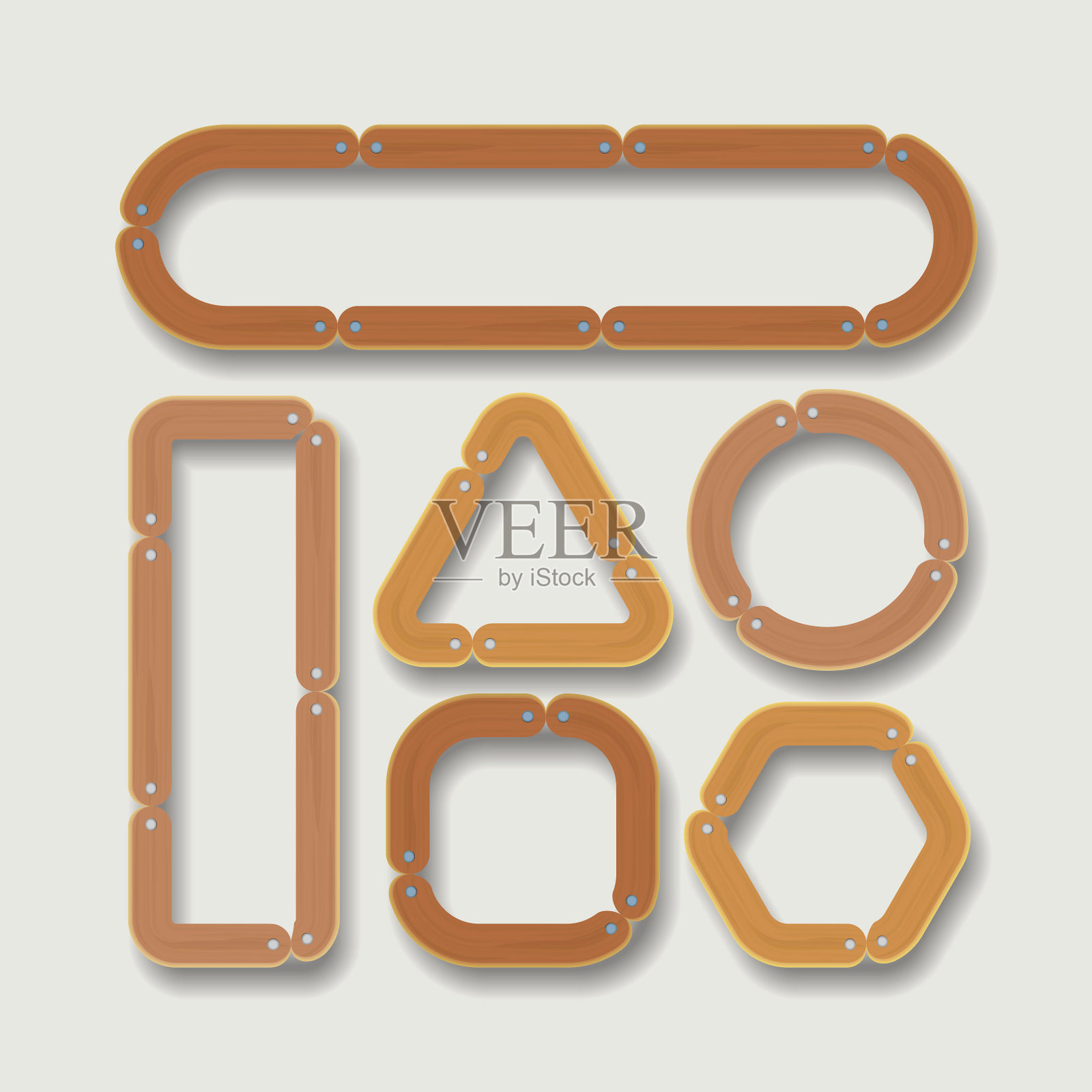 木头旗帜。木质背景，棕色复古木。插画图片素材