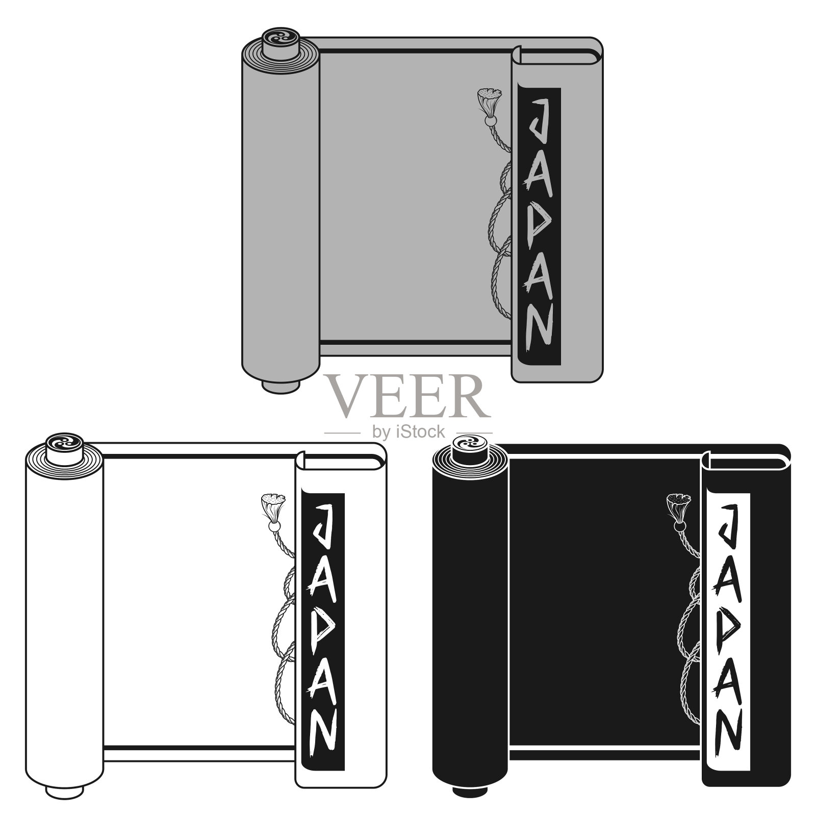 日本传统羊皮纸插画图片素材