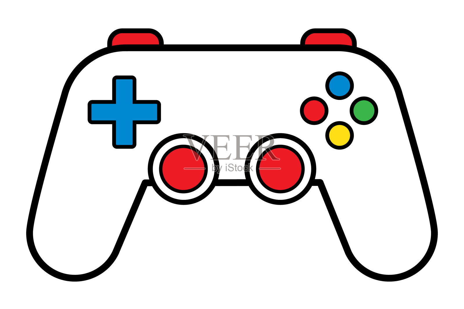 白色电子游戏控制器。插画图片素材
