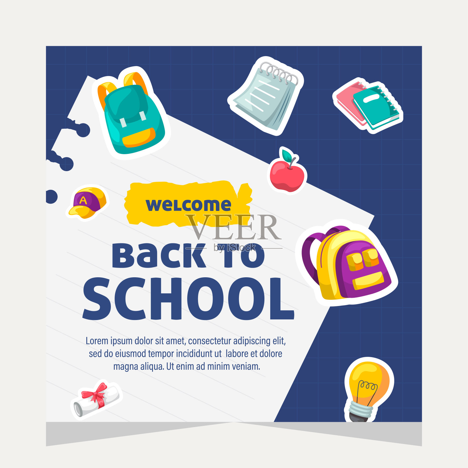 模板社交媒体上关于教育的帖子插画图片素材