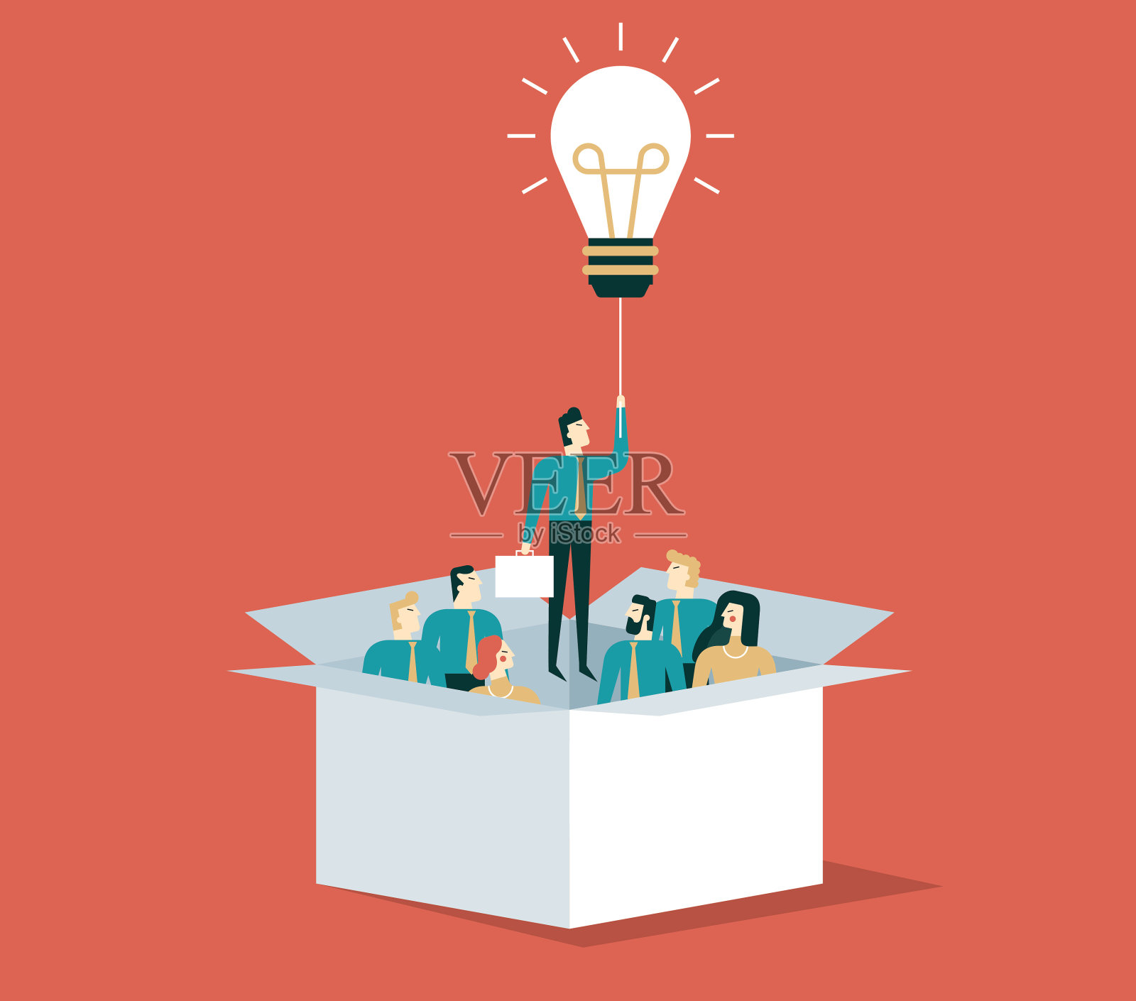 商人要跳出框框插画图片素材