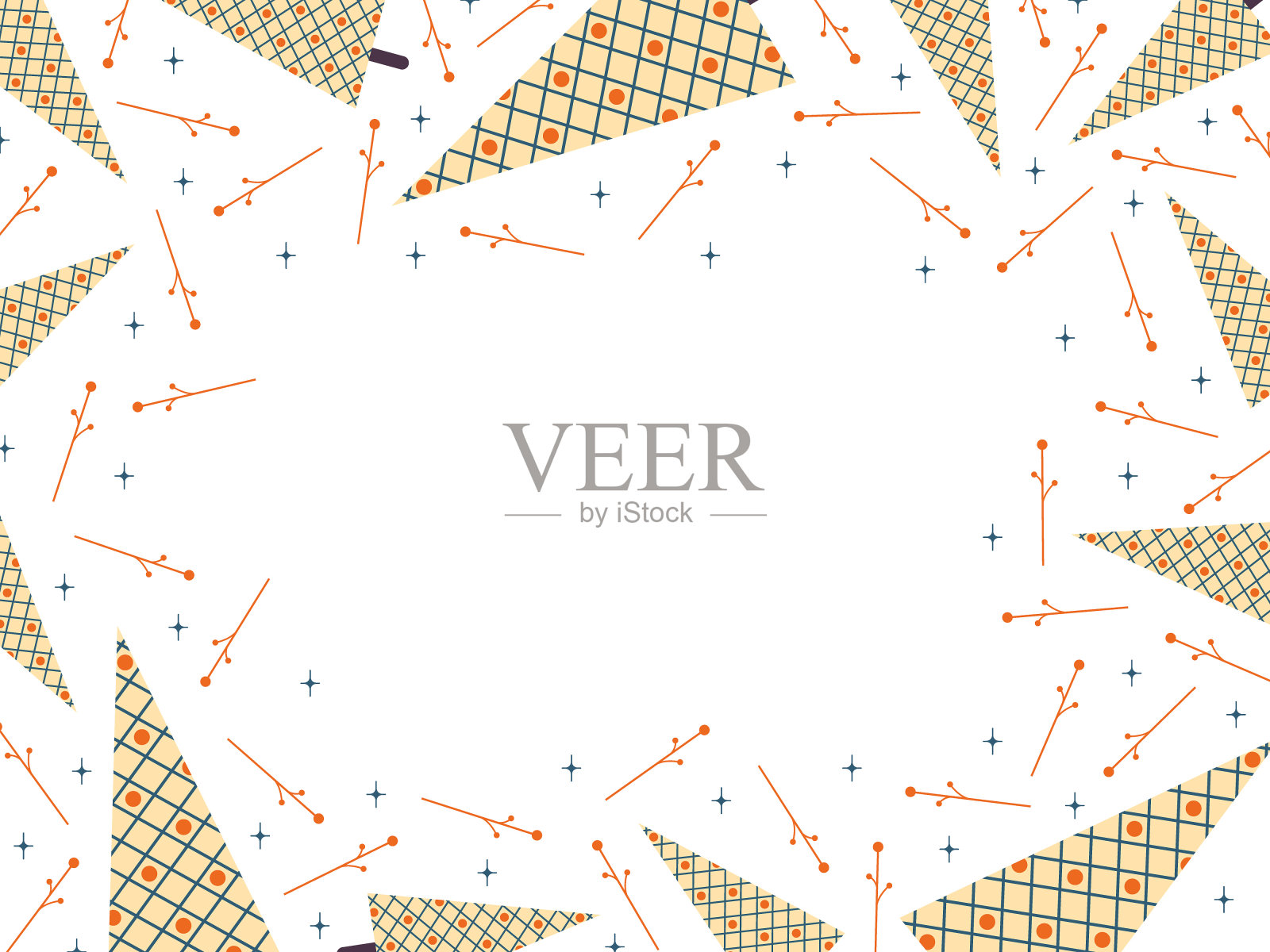 圣诞框架与圣诞树，平面设计，矢量插图，可爱插画图片素材