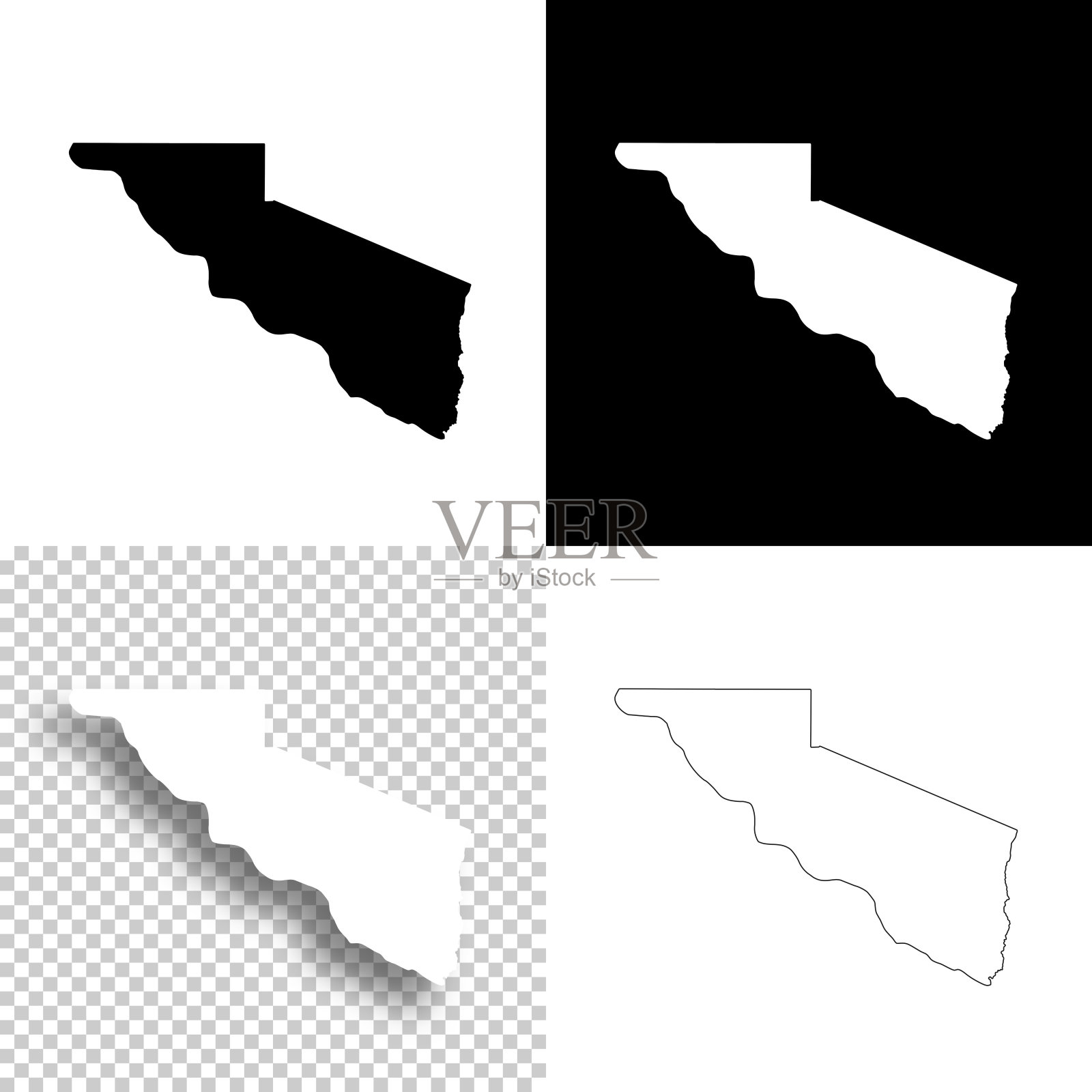 南达科他州查尔斯米克斯县。设计地图。空白，白色和黑色背景插画图片素材