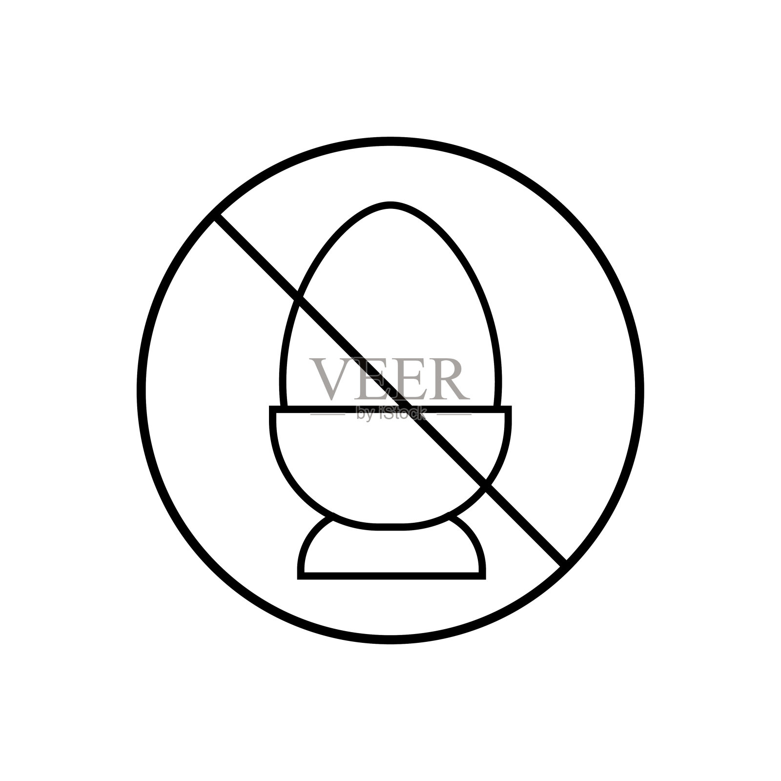 没有鸡蛋图标。线性风格没有鸡蛋轮廓图标矢量插图插画图片素材