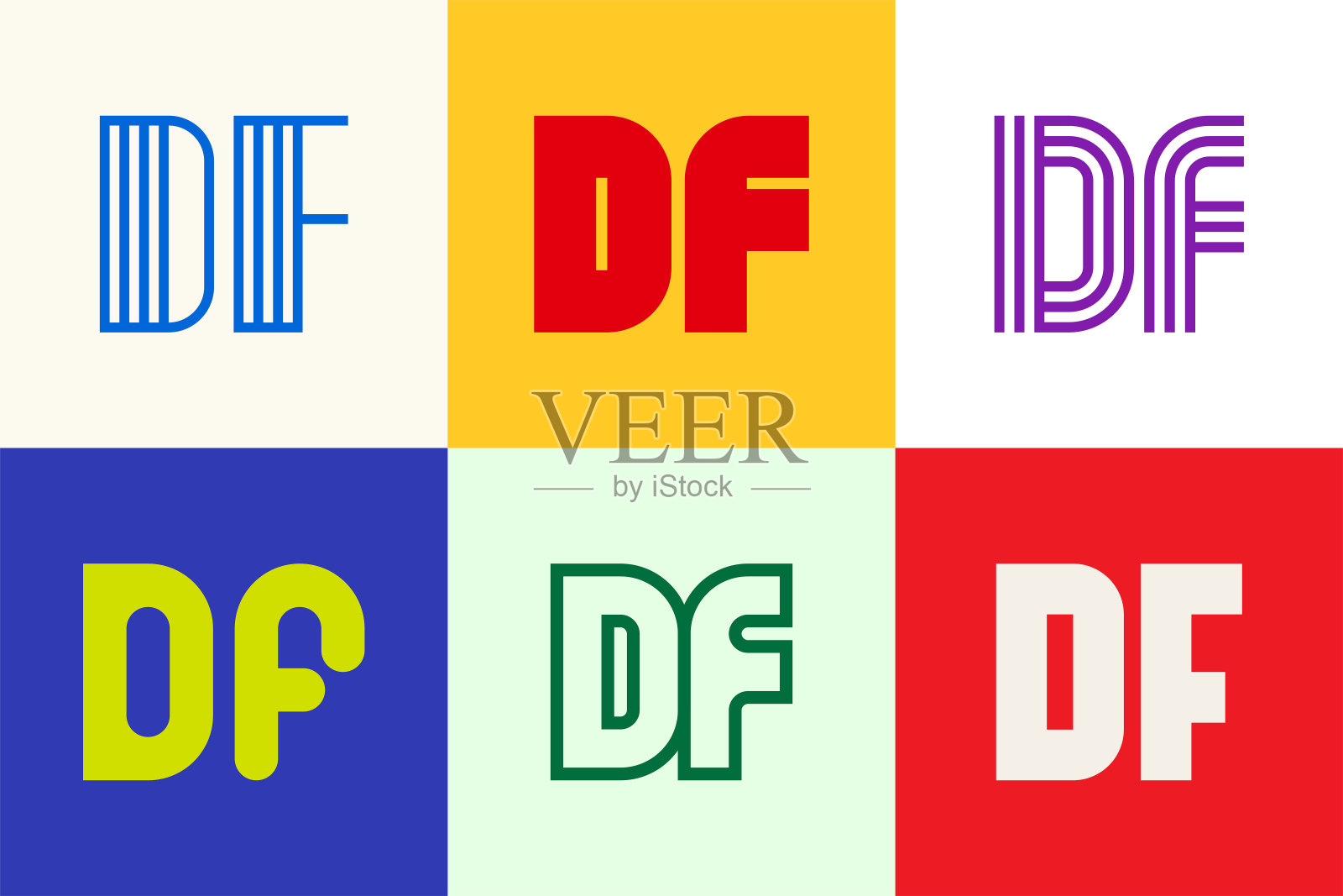 一套字母DF标志插画图片素材
