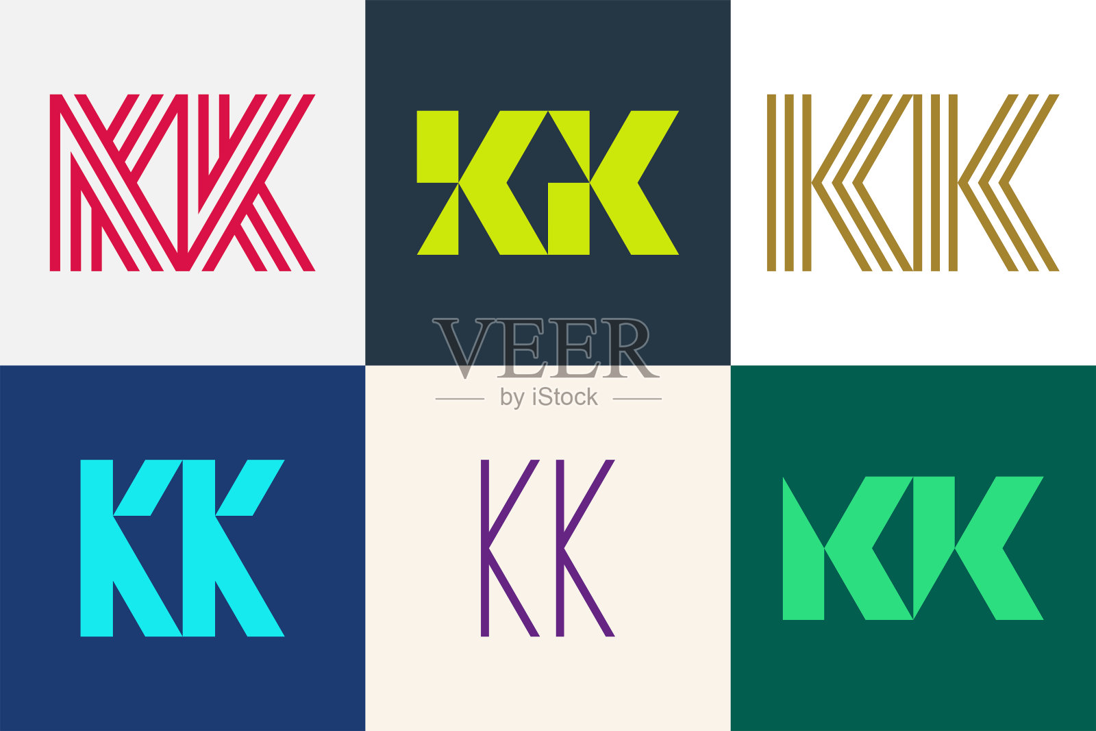 一套字母KK标志插画图片素材