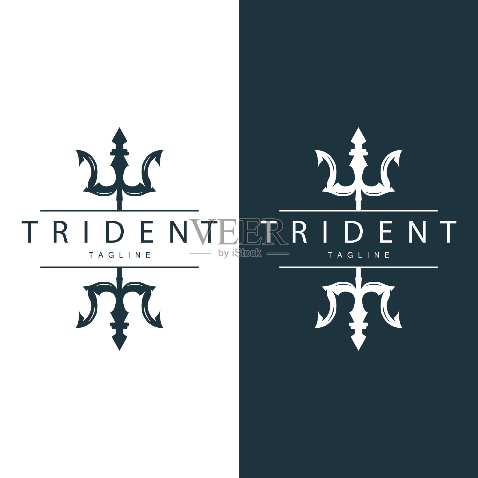 三叉戟武器标志，矢量矛的国王波塞冬海王星，符号模板设计插画图片素材