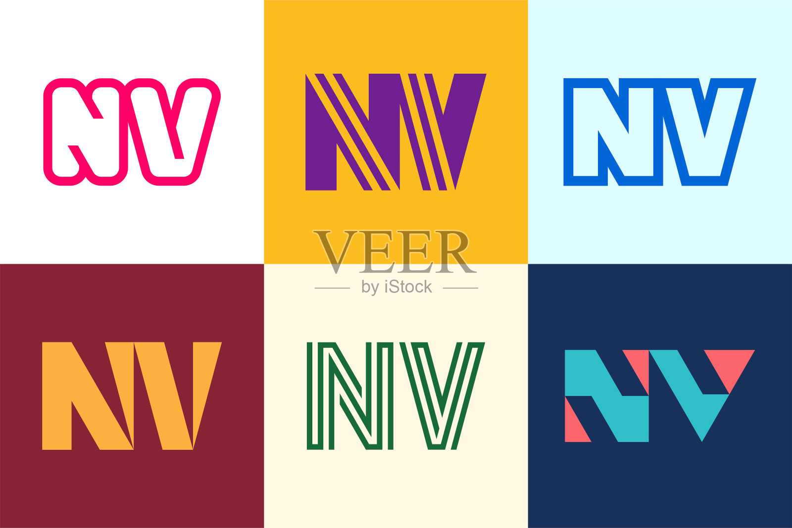 一套字母NV标志插画图片素材