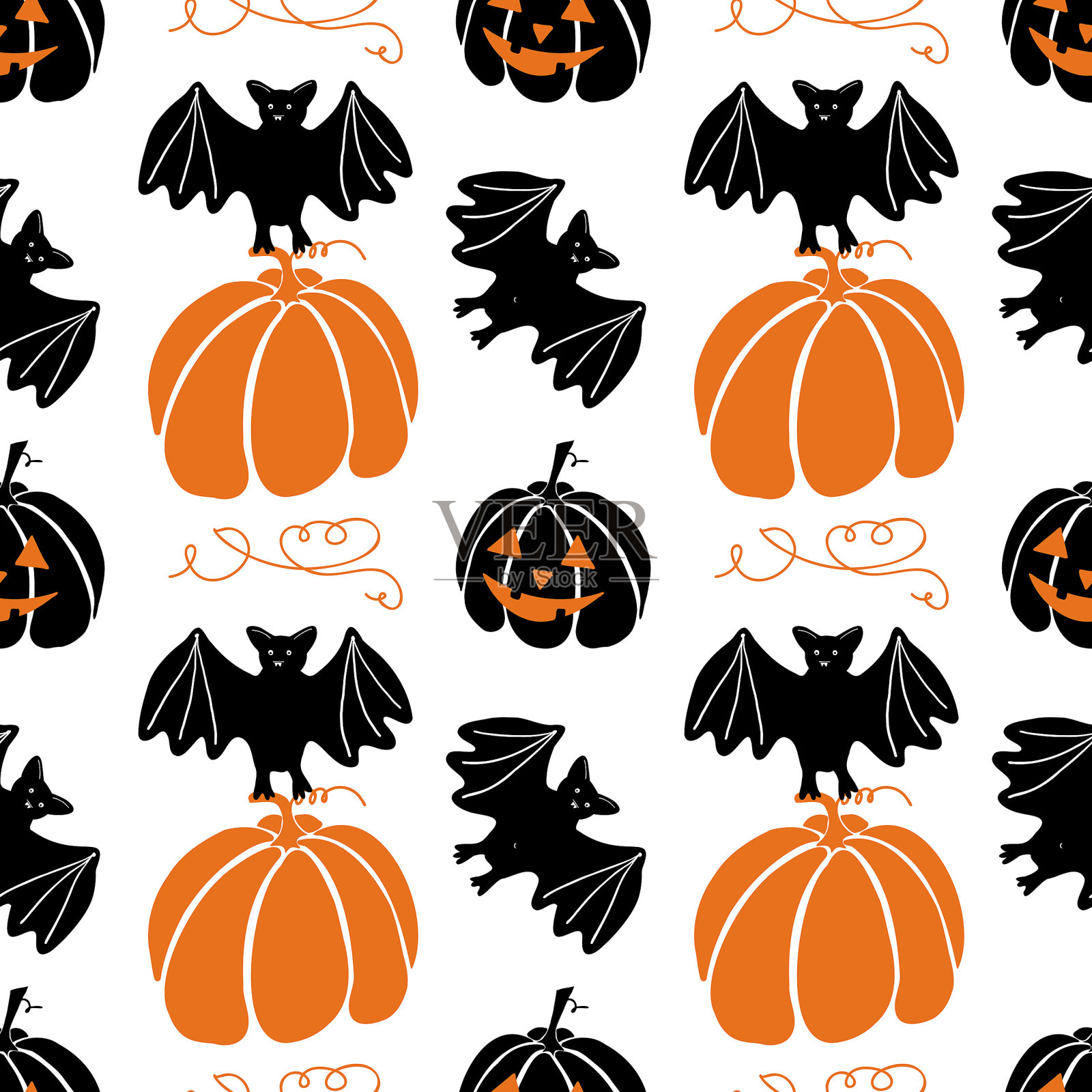 矢量无缝图案的万圣节在一个白色的背景插画图片素材