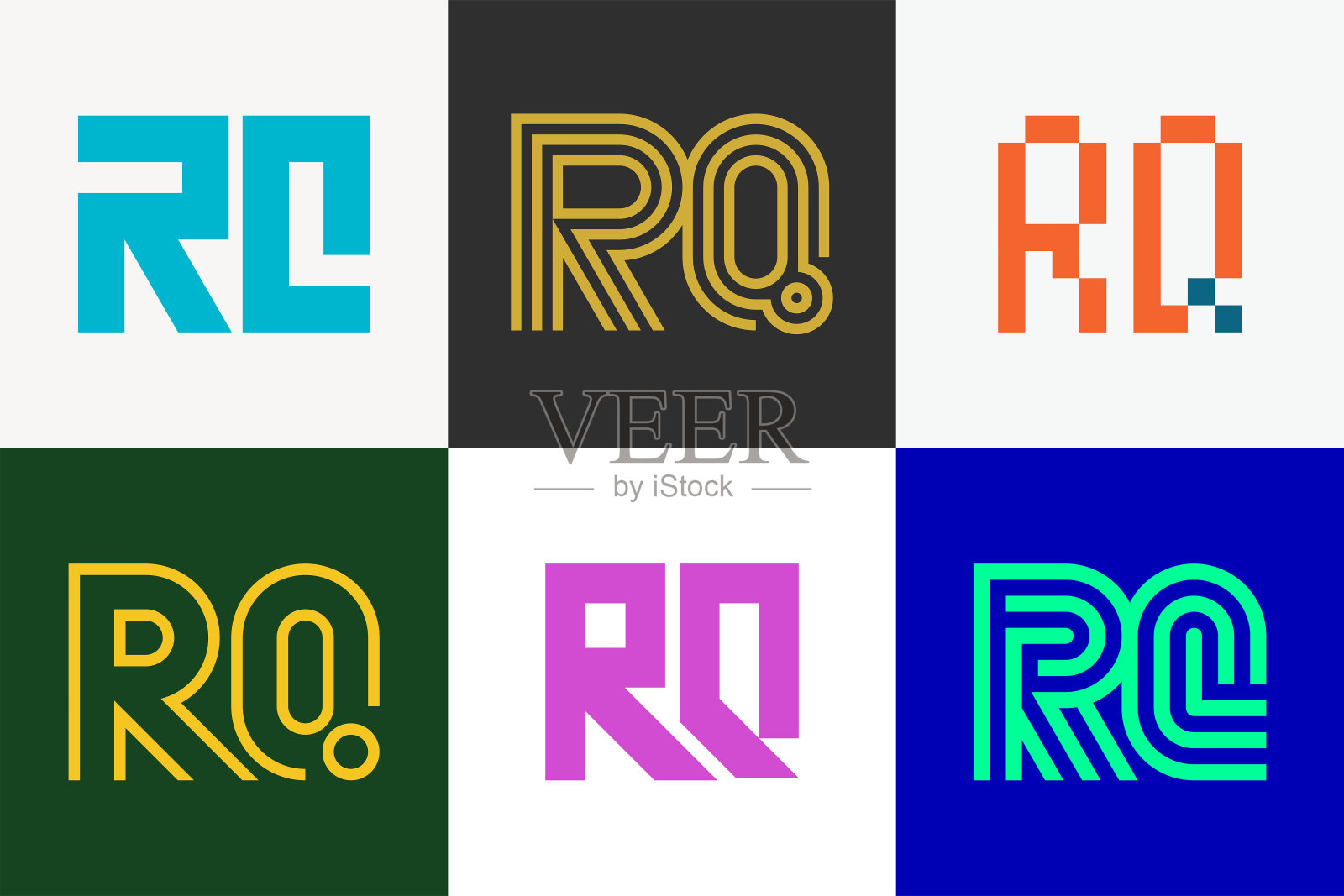 一套字母RQ标识插画图片素材