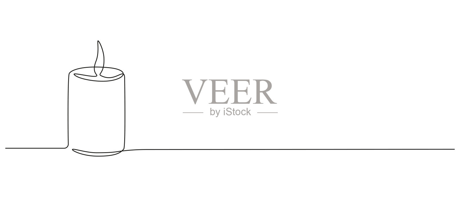 一个连续的线条画蜡烛与火焰。悲剧纪念概念和教堂符号采用简单的线性风格。可编辑的中风。涂鸦轮廓矢量插图插画图片素材