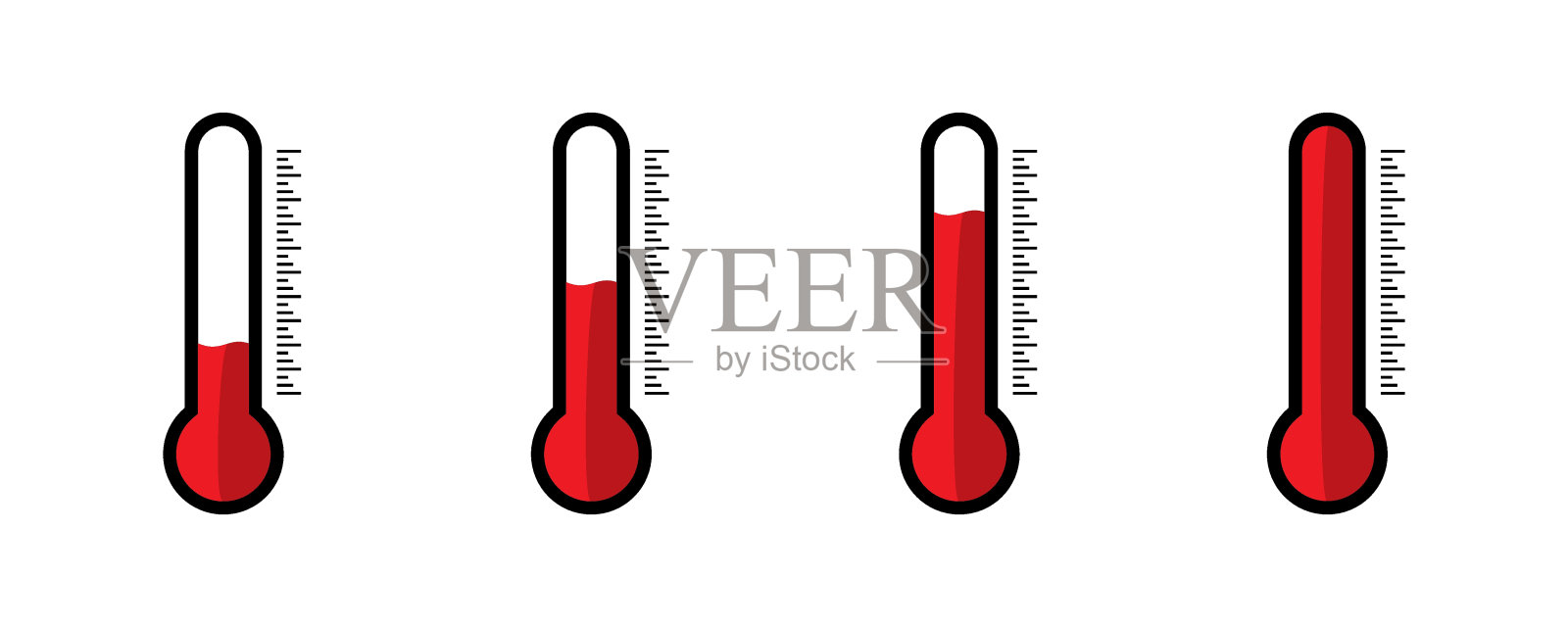 温度图标设置。温度计刻度仪。插画图片素材