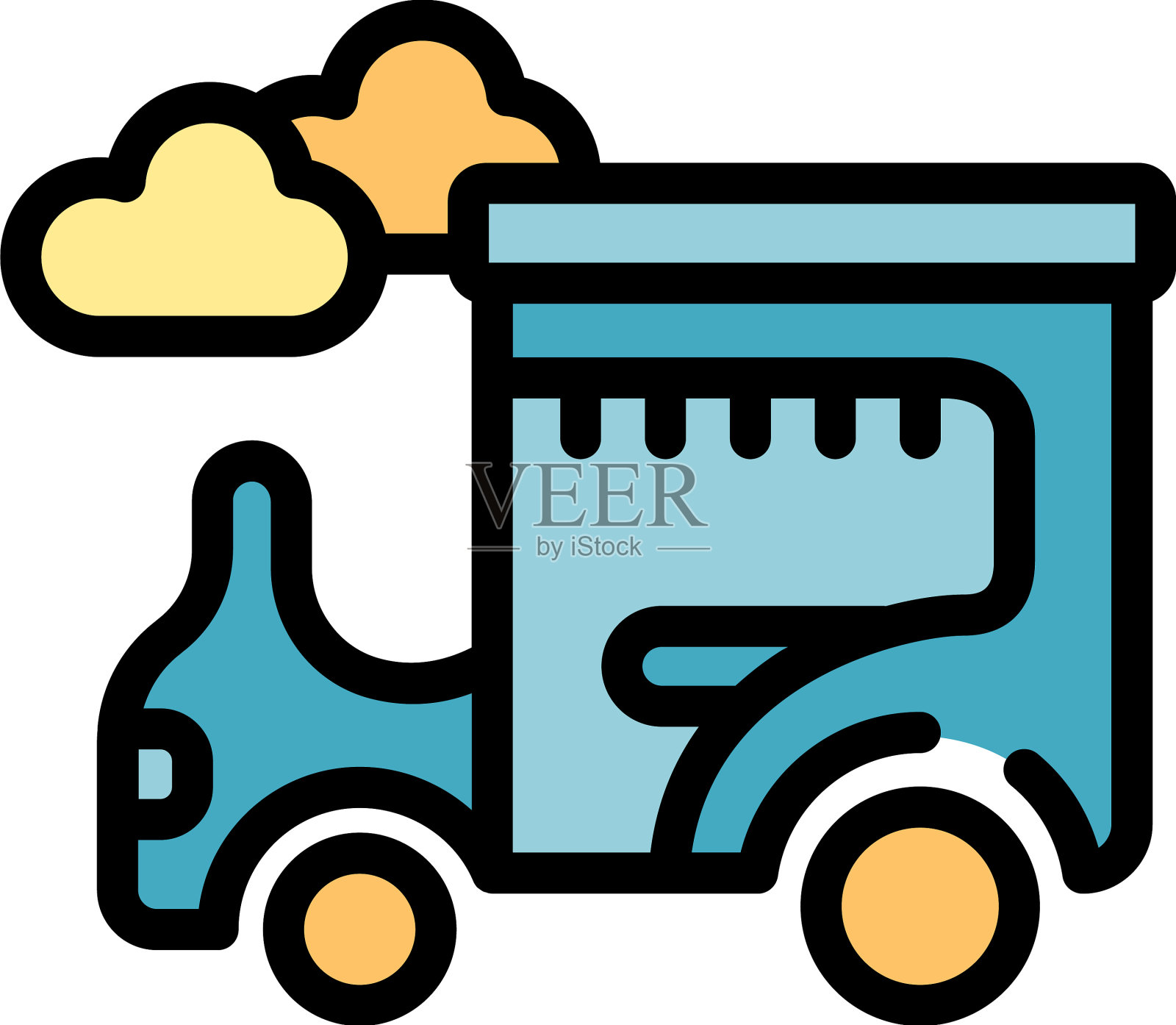 柬埔寨三轮车图标平插画图片素材