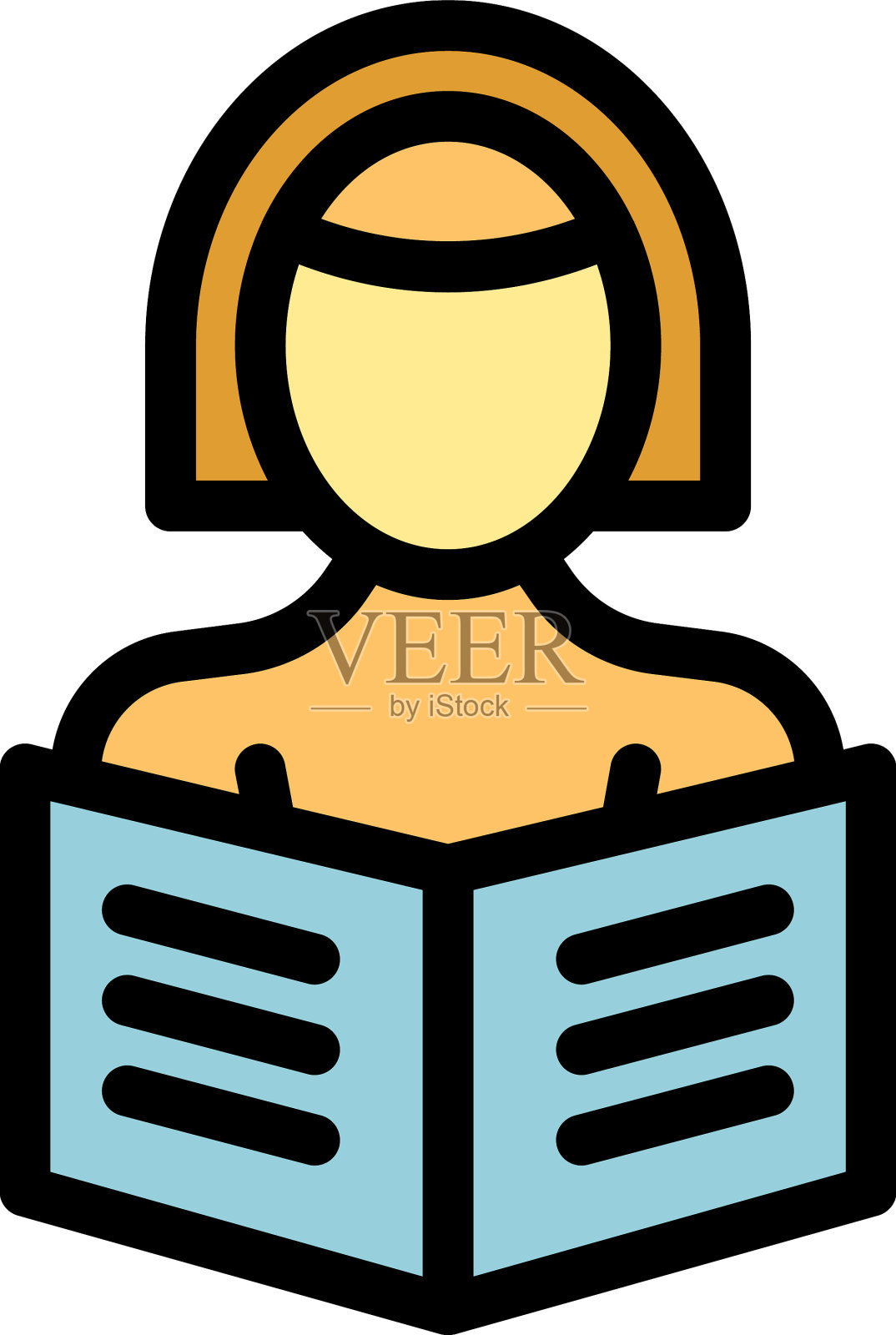 阅读儿童读物图标扁平插画图片素材