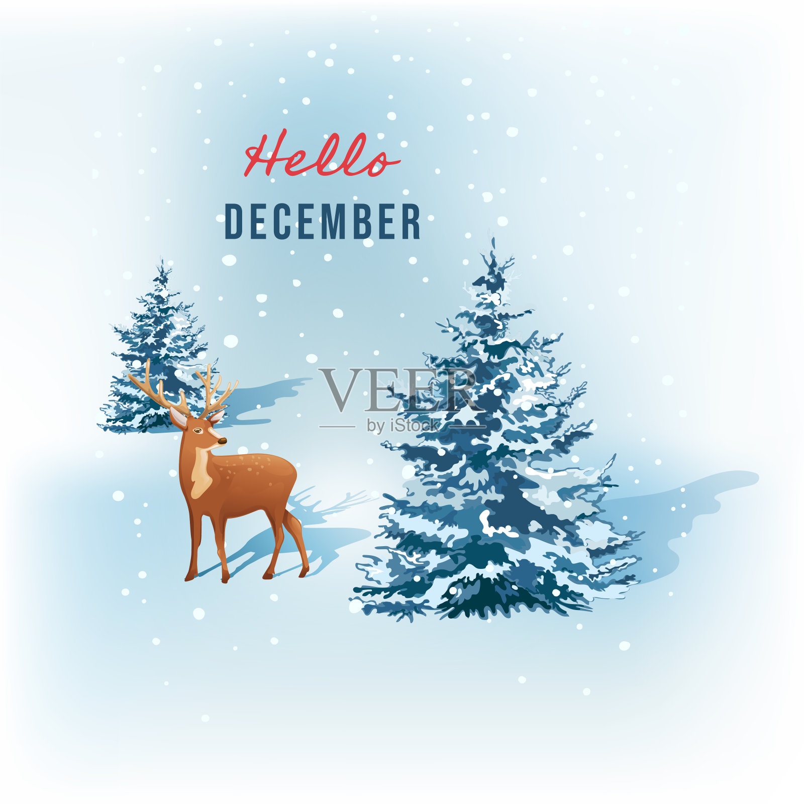 冬天的背景，风景。新年和圣诞贺卡。插画图片素材