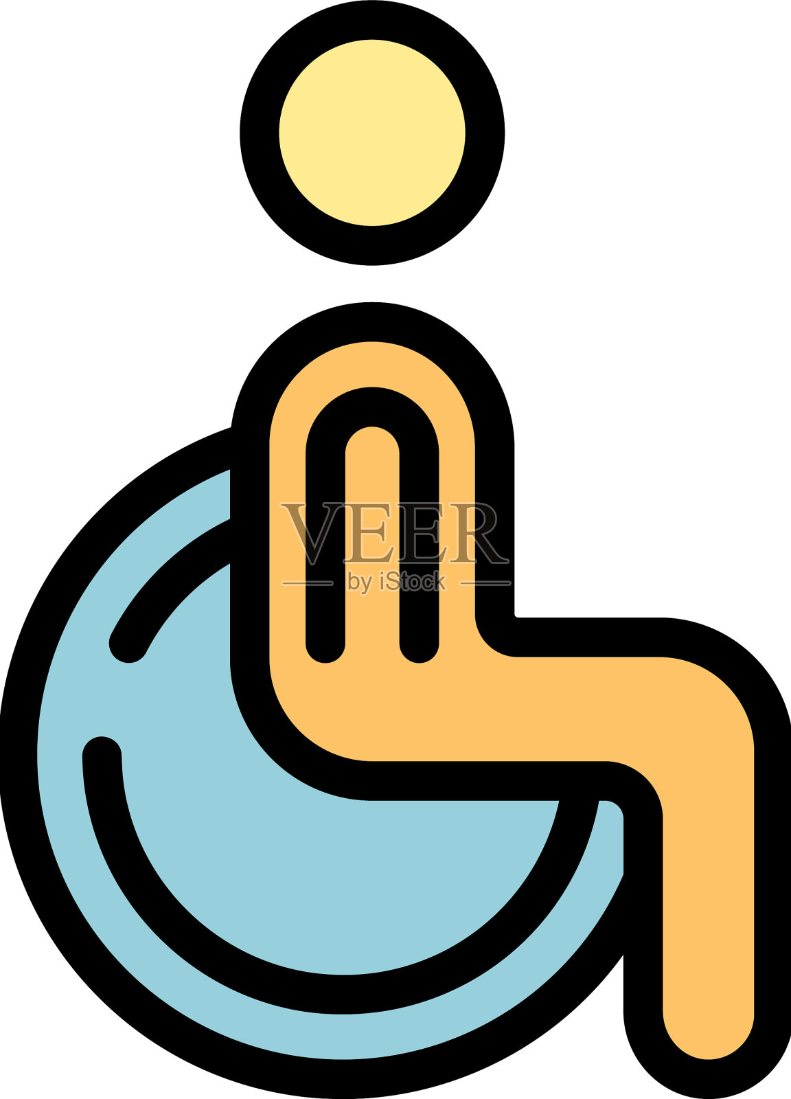 轮椅厕所图标扁平插画图片素材