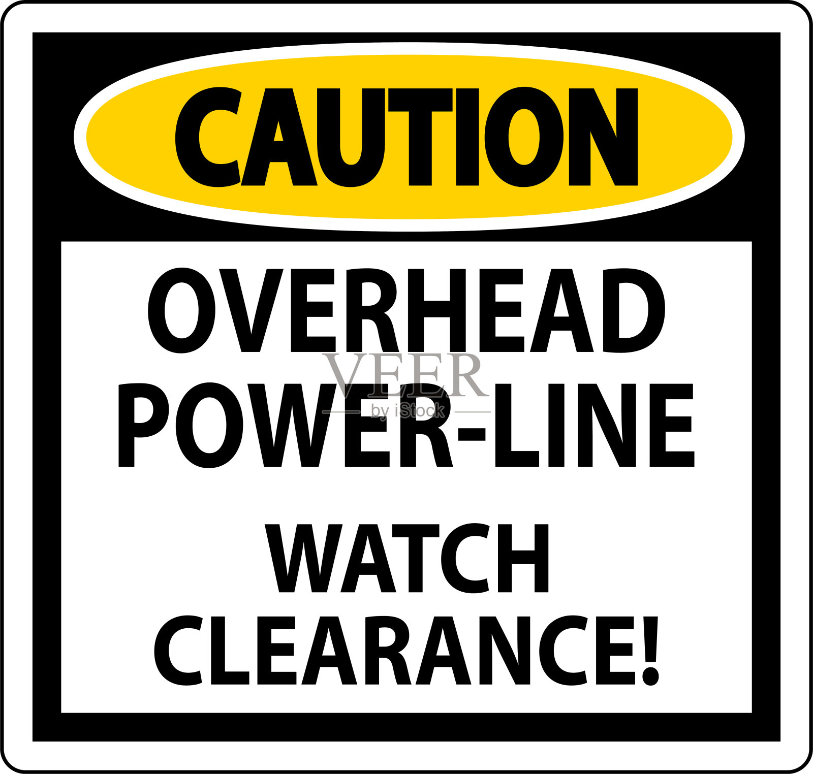 警告标志架空电源线观察间隙插画图片素材