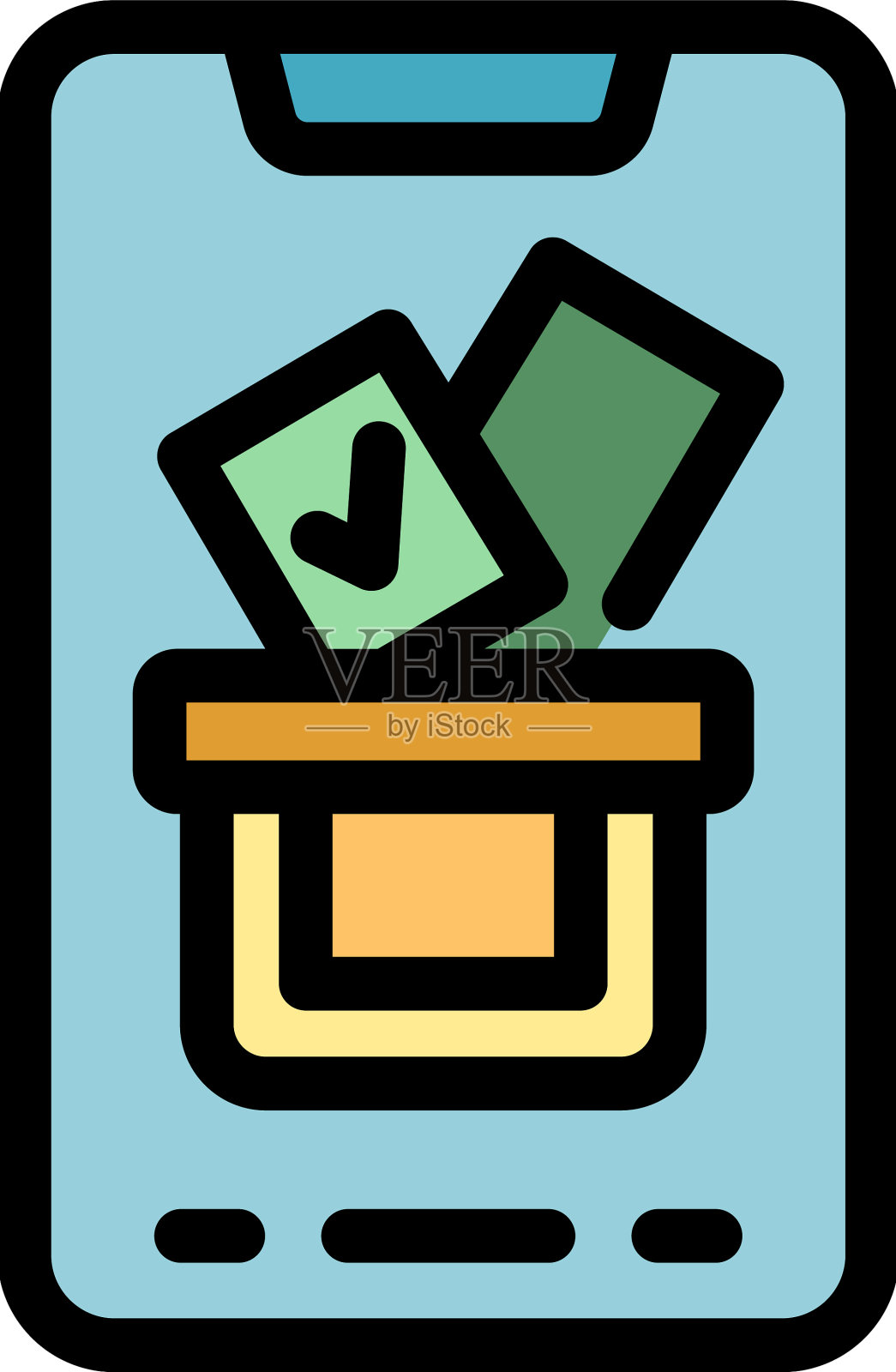 手机上的投票箱图标扁平插画图片素材