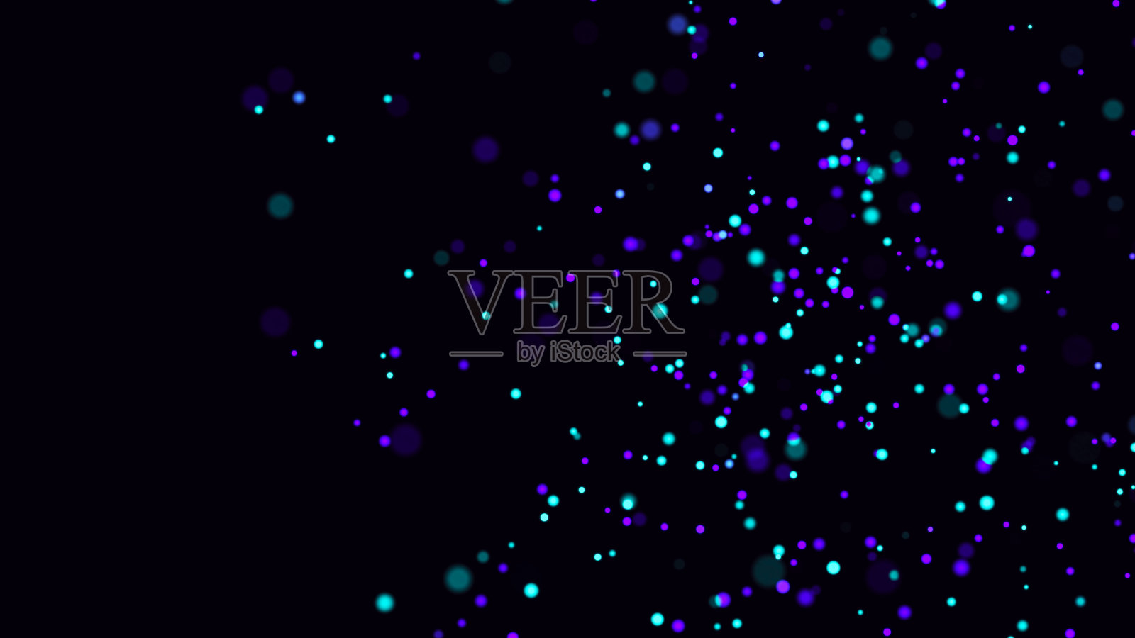 在暗背景上用蓝光抽象尘埃颗粒。科学背景与移动闪闪发光的点。带有散景效果的飞行粒子。3 d渲染。照片摄影图片