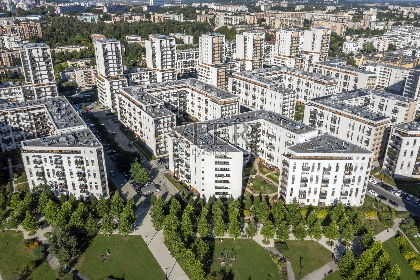 现代公寓大楼，鸟瞰图照片摄影图片