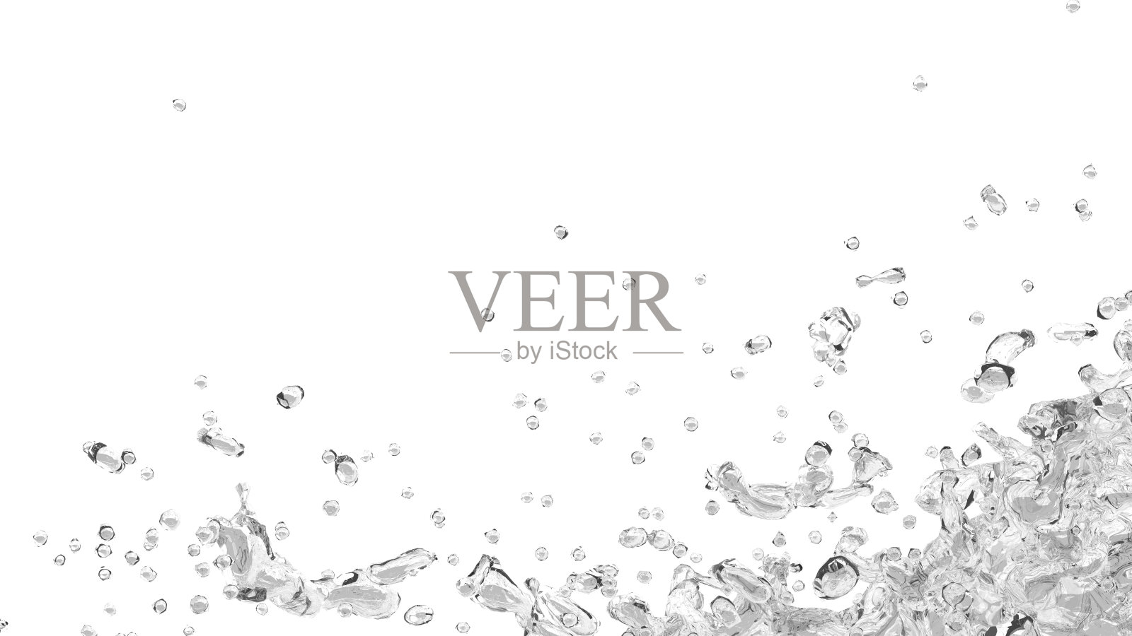 白色背景上的水花和波浪，3d渲染照片摄影图片