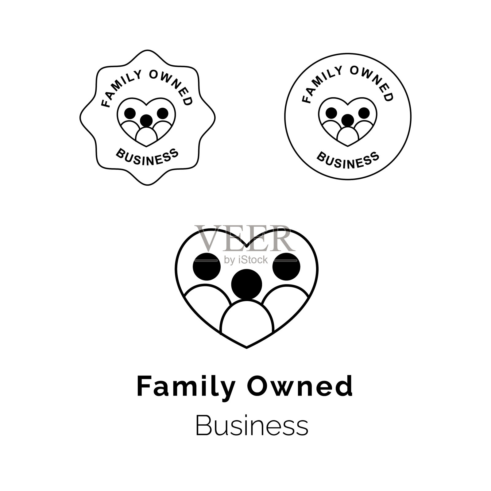 家族企业标志。用这个象征性的标志来纪念家族企业的传统。它象征着奉献精神和个人风格的传承。插画图片素材