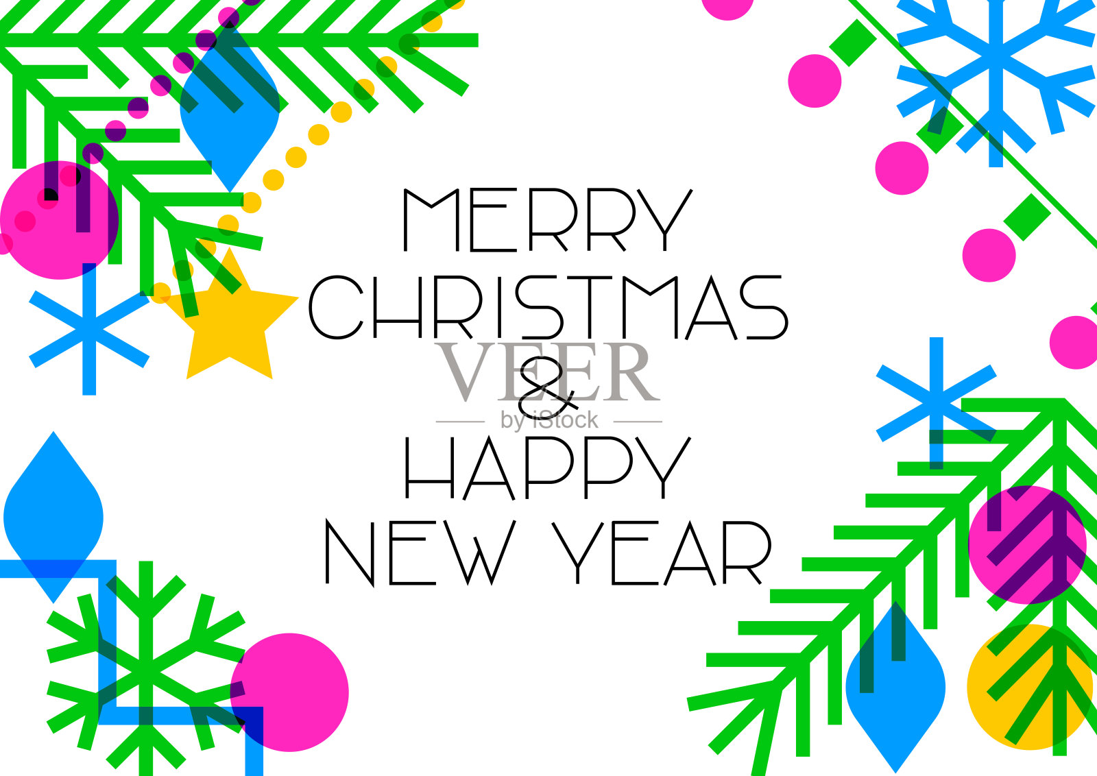 圣诞新年抽象几何设计贺卡插画图片素材