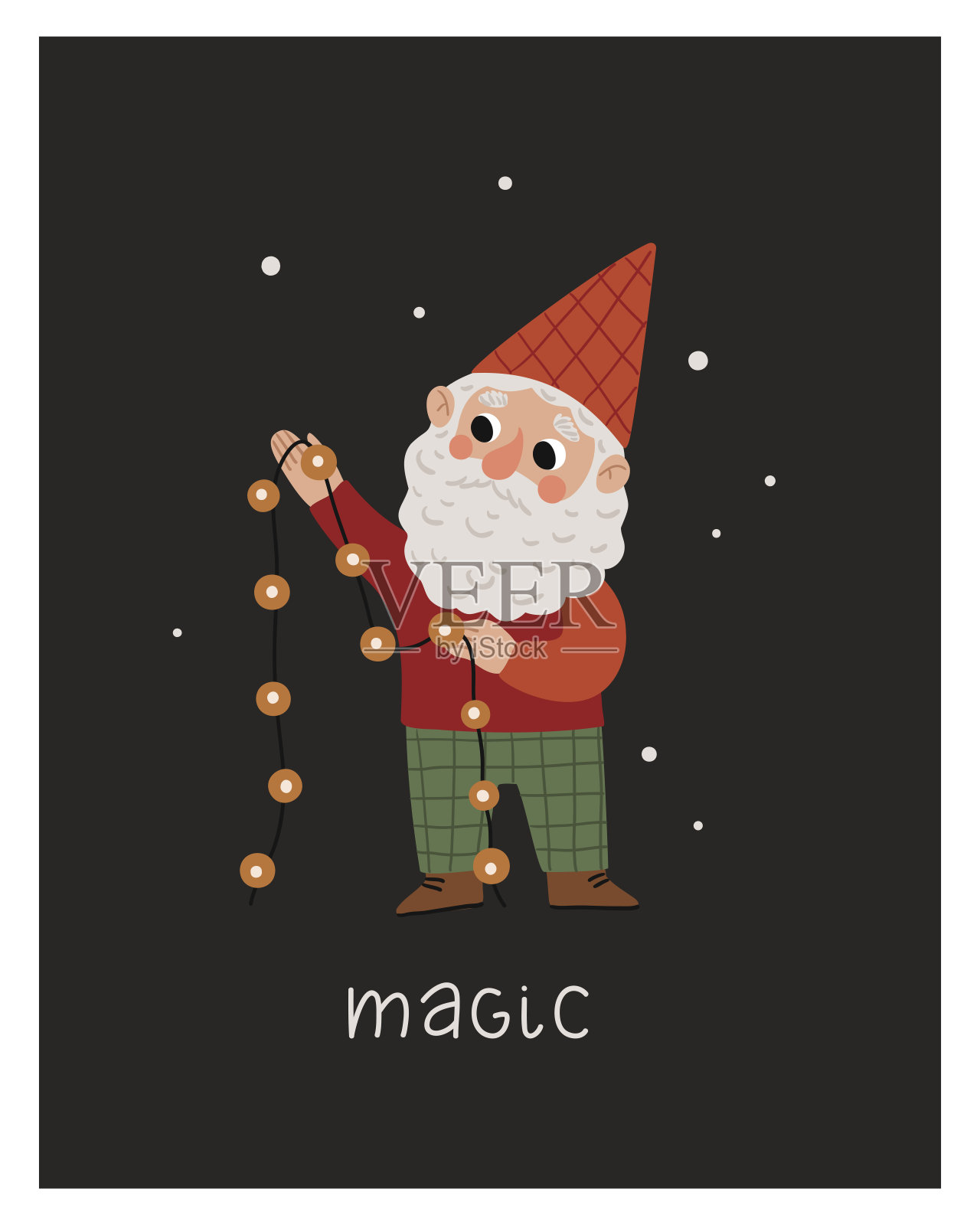 圣诞插图与侏儒卡片或海报插画图片素材