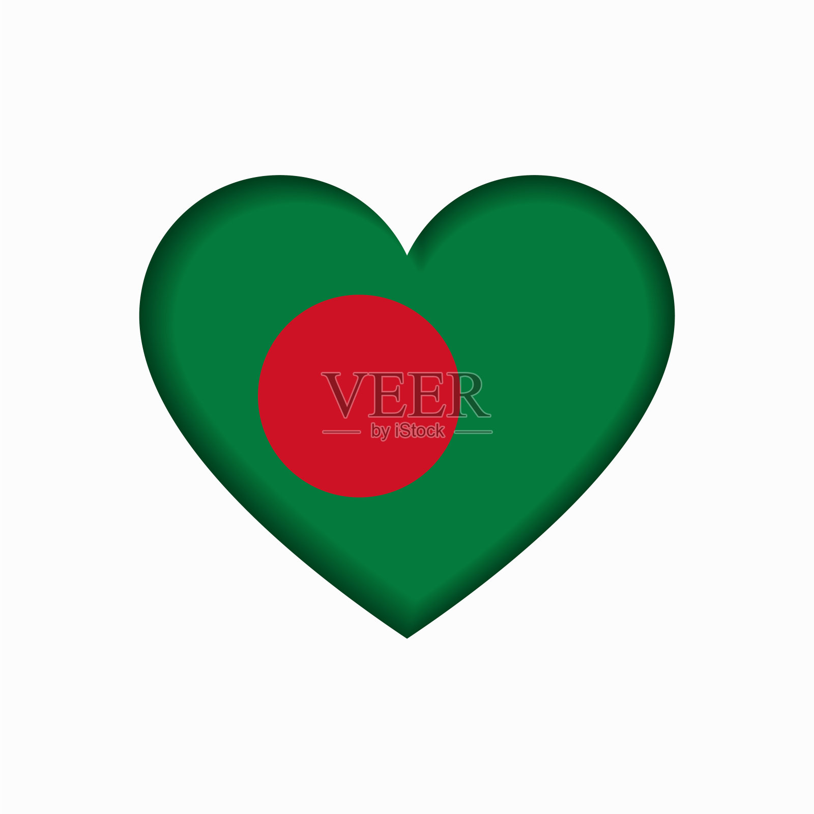 孟加拉国国旗心形标志。矢量插图。插画图片素材