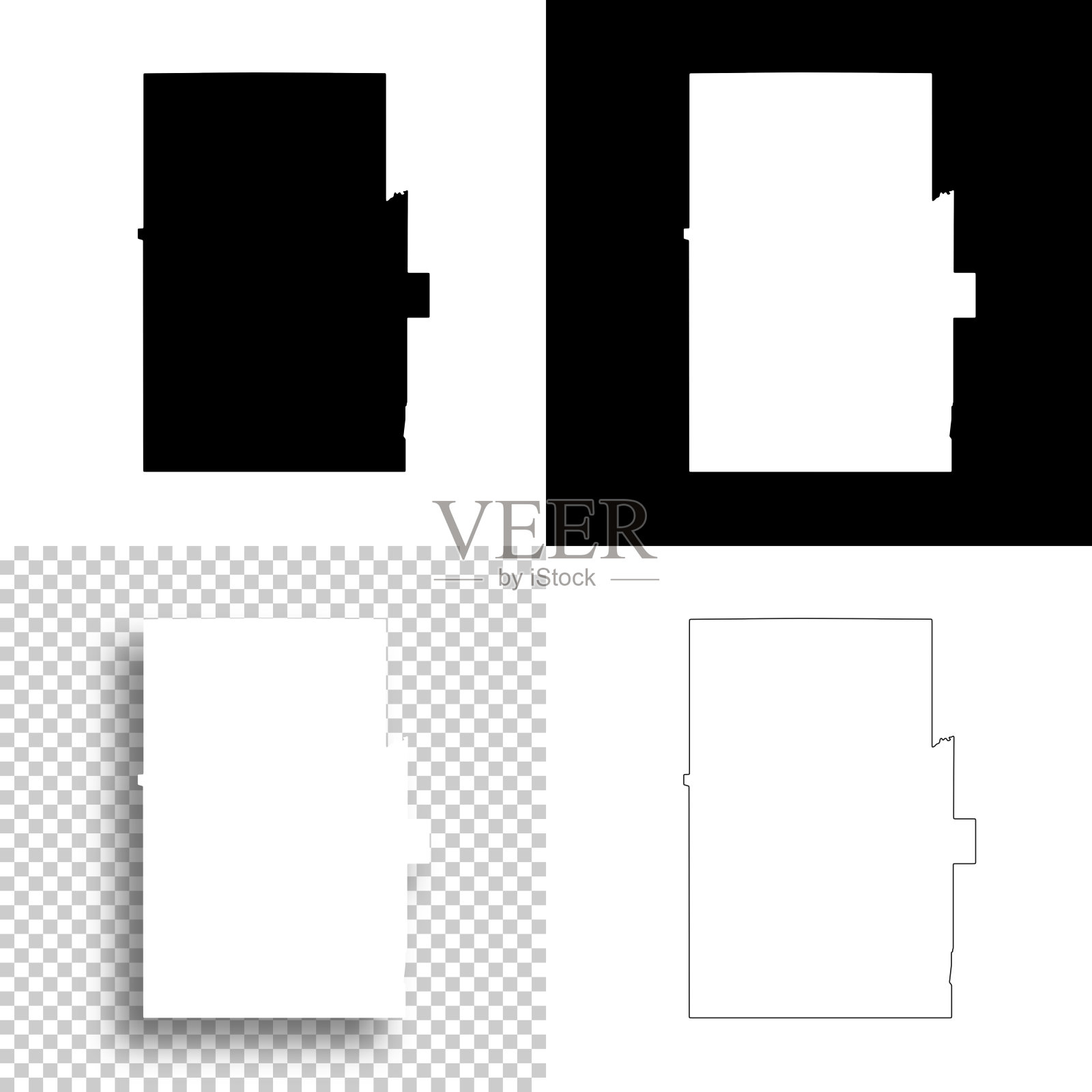 迪金森县，堪萨斯州。设计地图。空白，白色和黑色背景插画图片素材