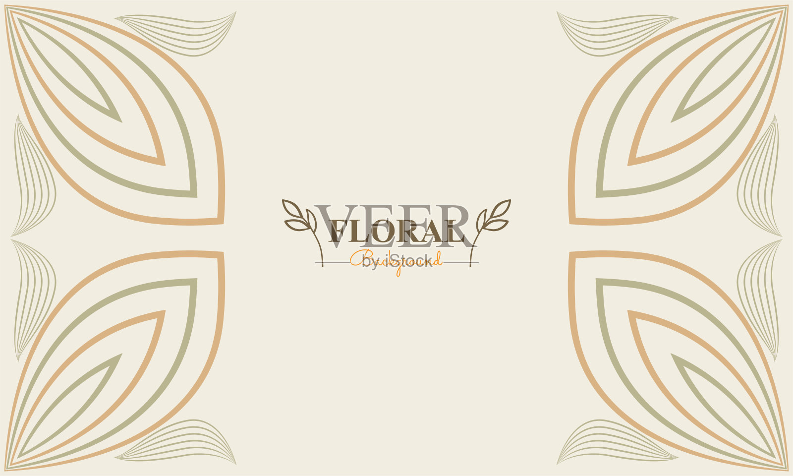 花卉背景与抽象的自然形状，叶和花卉装饰在柔和的粉彩风格插画图片素材