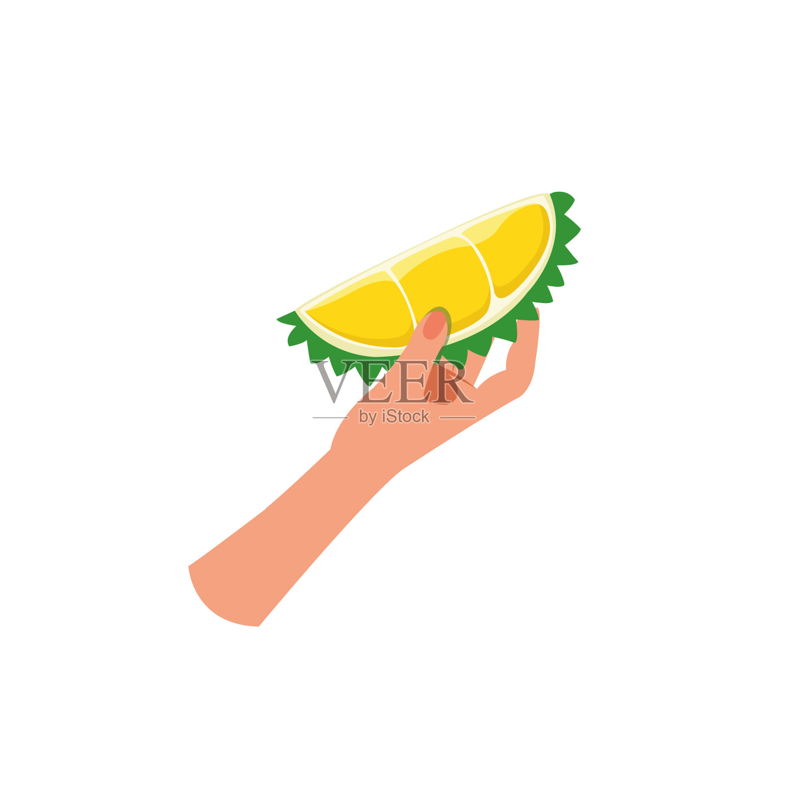 手捧榴莲。夏天的榴莲水果。榴莲的概念。插画图片素材