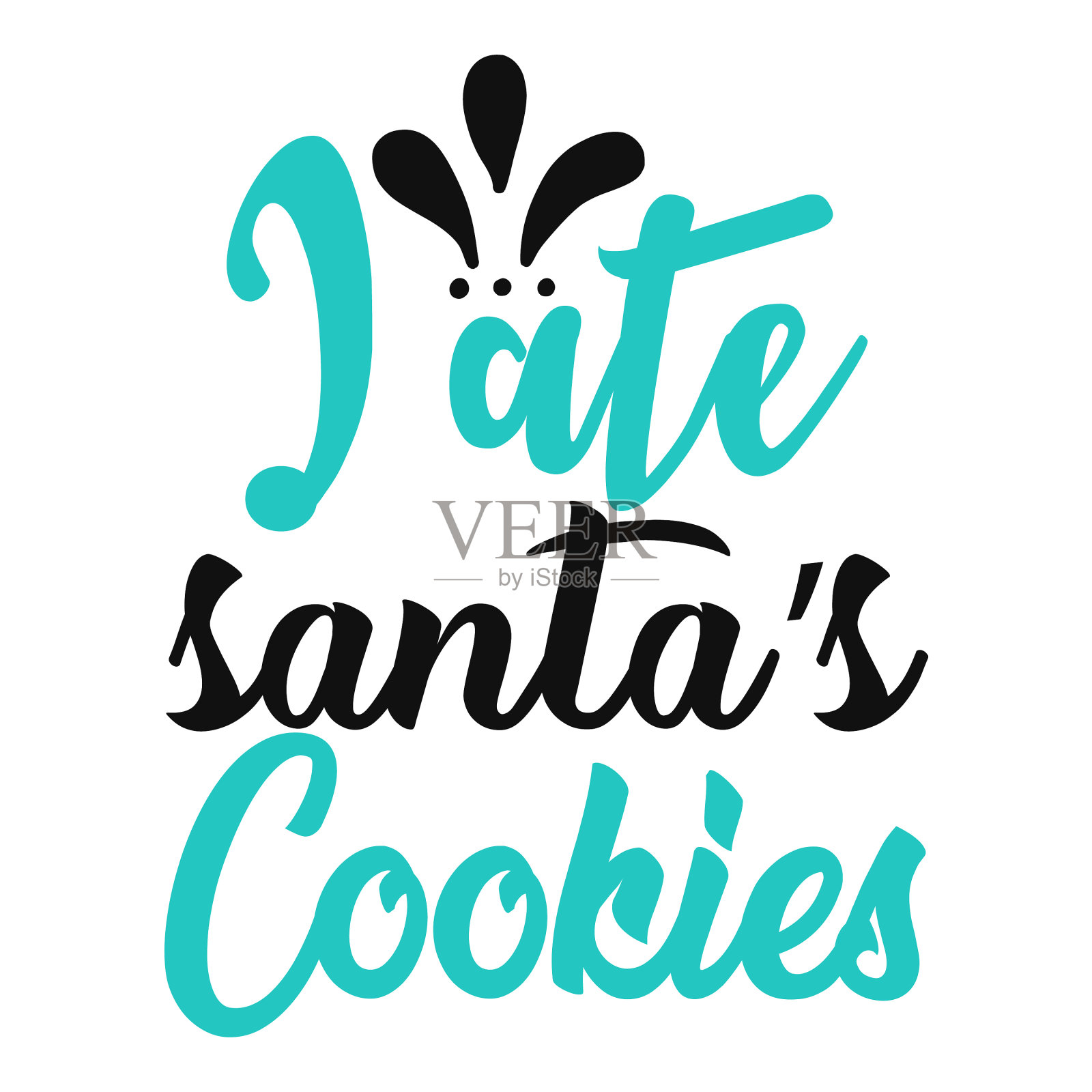 我吃了圣诞老人饼干圣诞t恤印花快乐插画图片素材