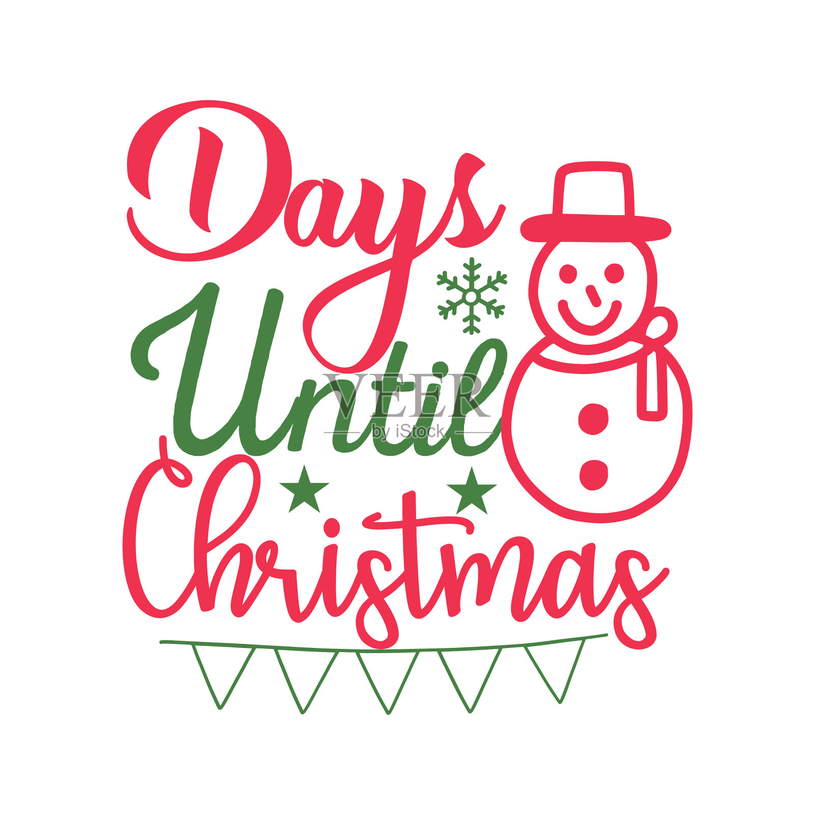 直到圣诞节的日子里，圣诞t恤印着快乐插画图片素材