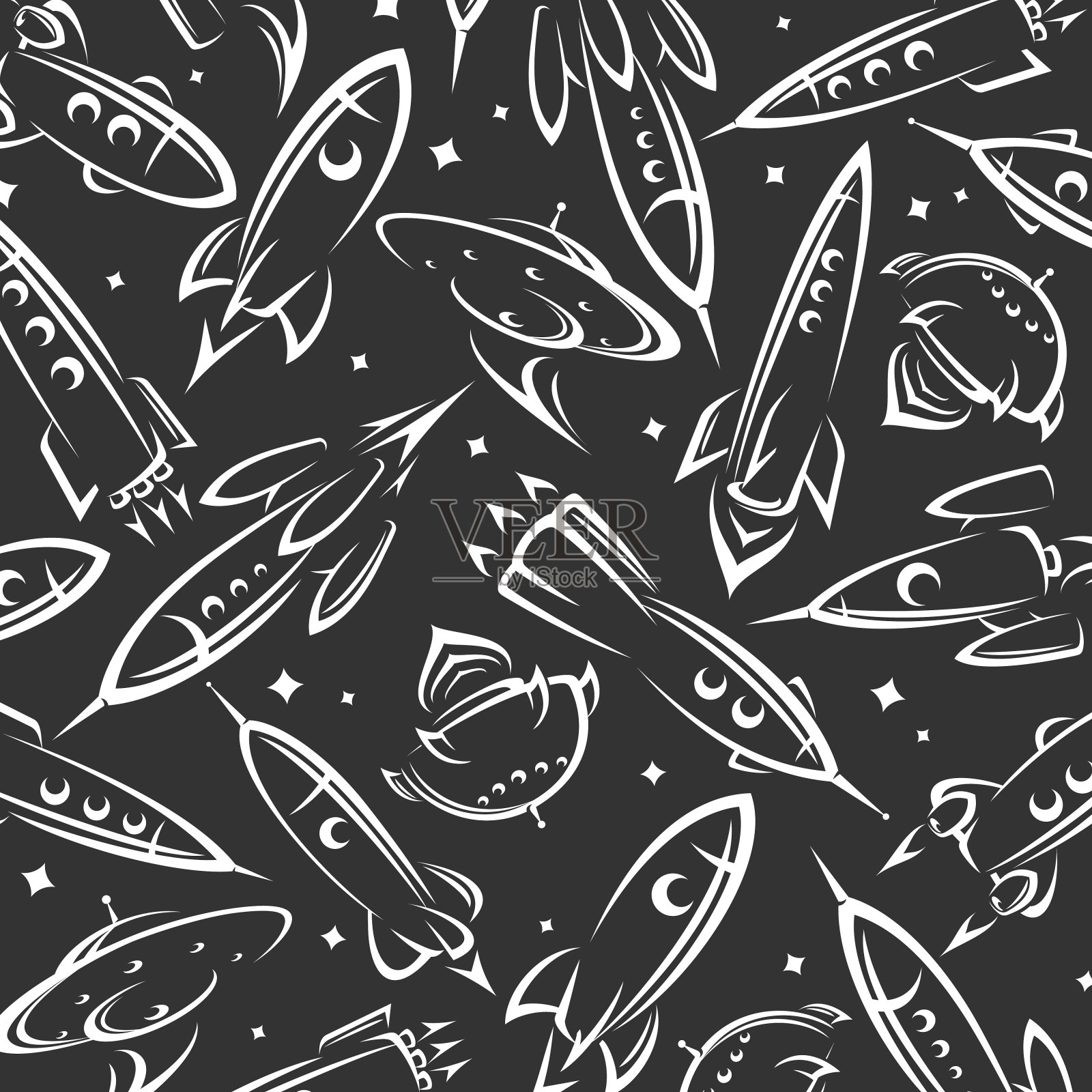 火箭图案，背景设置。收集图标火箭。向量插画图片素材