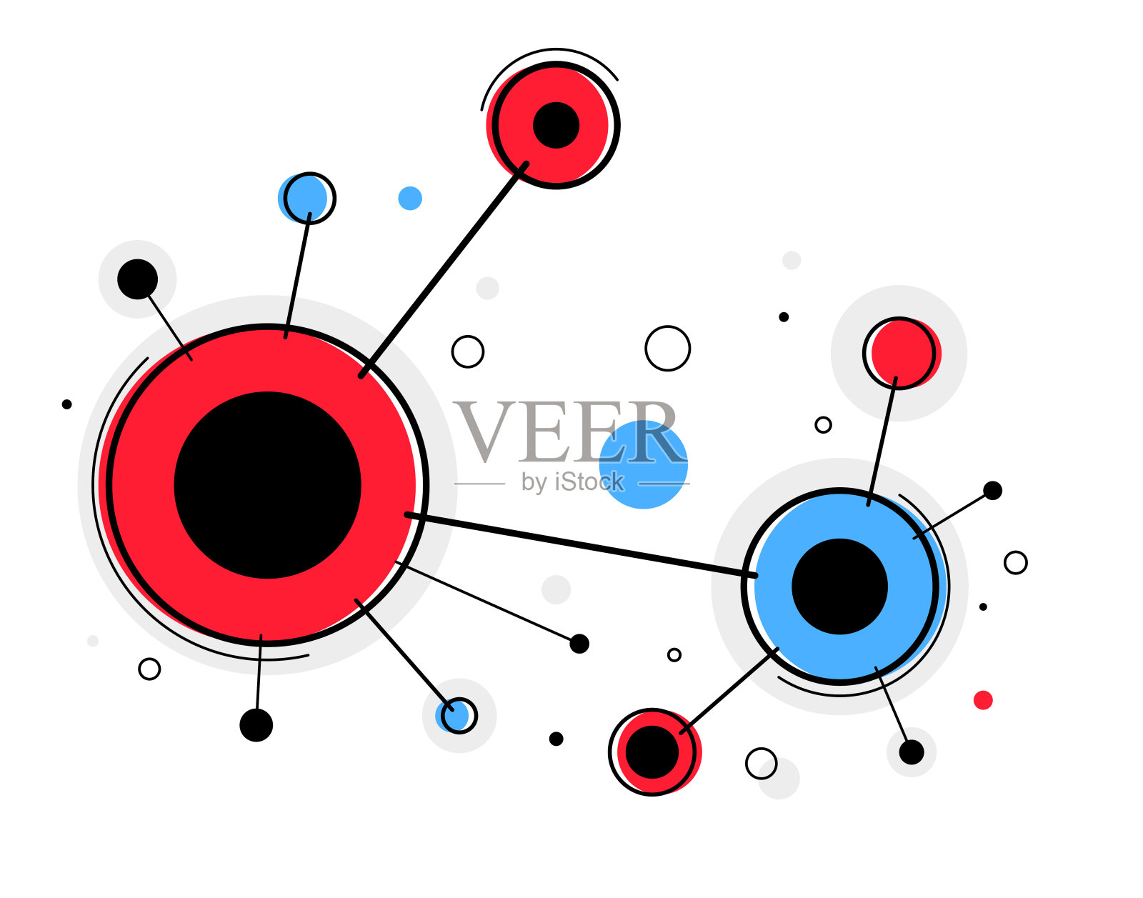 抽象向量技术主题背景用连通圆，几何设计线性连接，软件网络系统。插画图片素材
