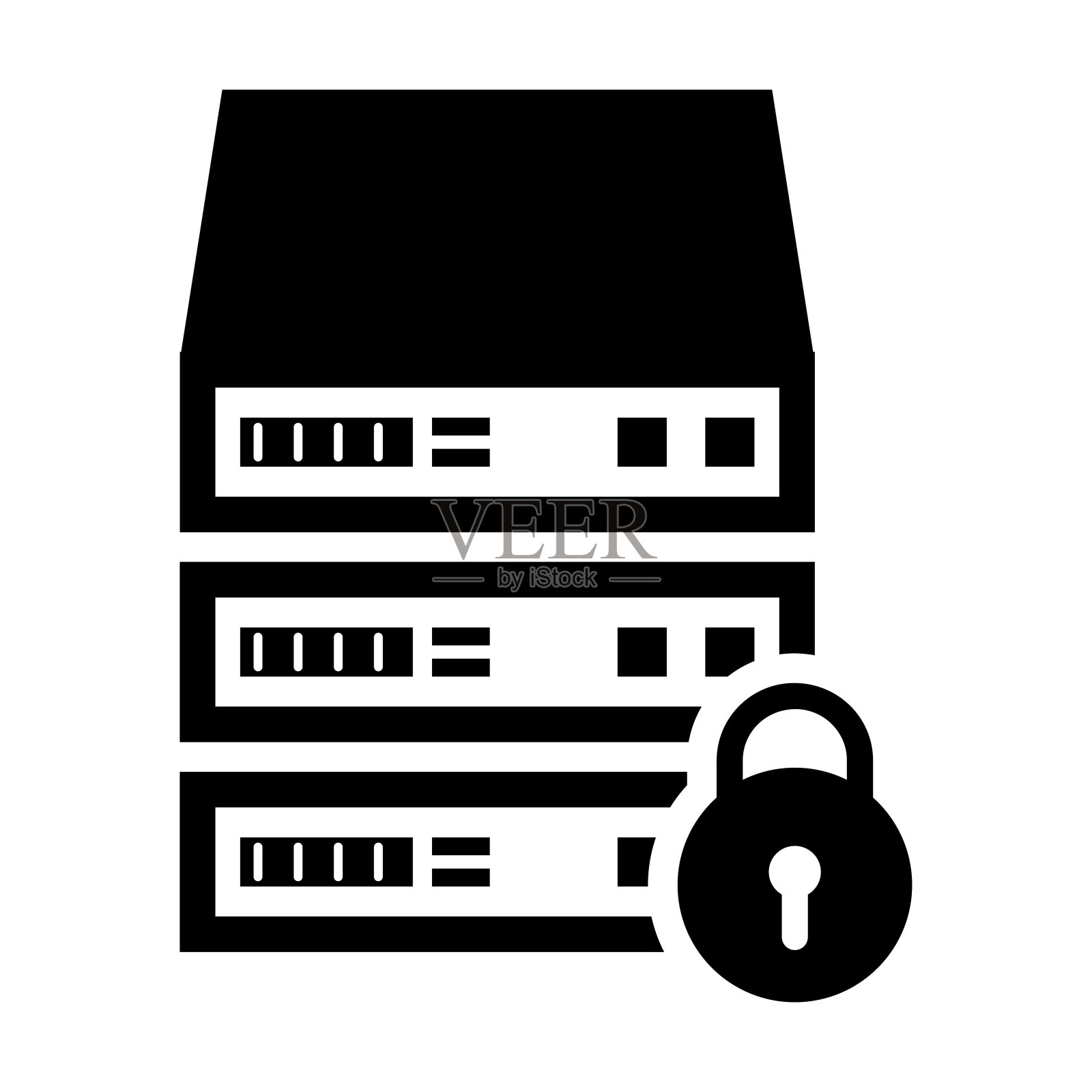 服务器锁定图标插画图片素材