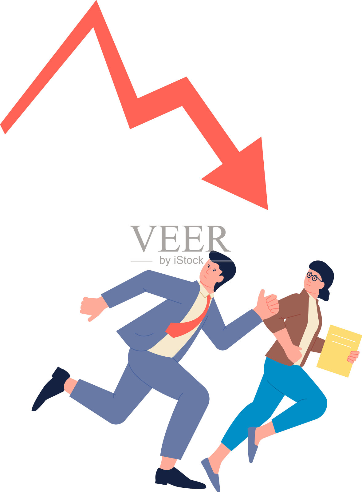 业务团队从财务失败的工作插画图片素材