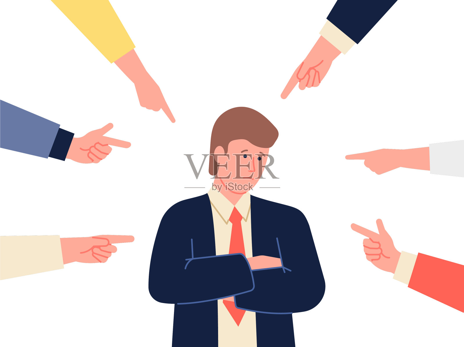 悲伤的商人用手指指责插画图片素材