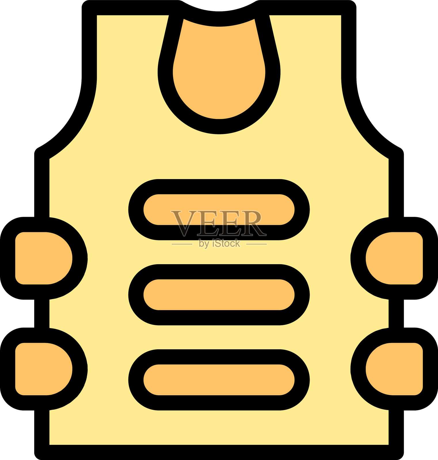 防弹背心图标平插画图片素材