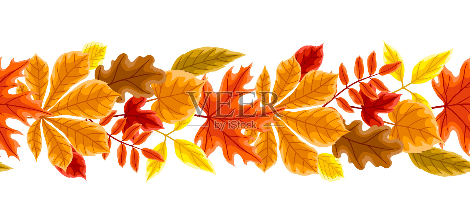 图案以秋叶为背景搭配插画图片素材
