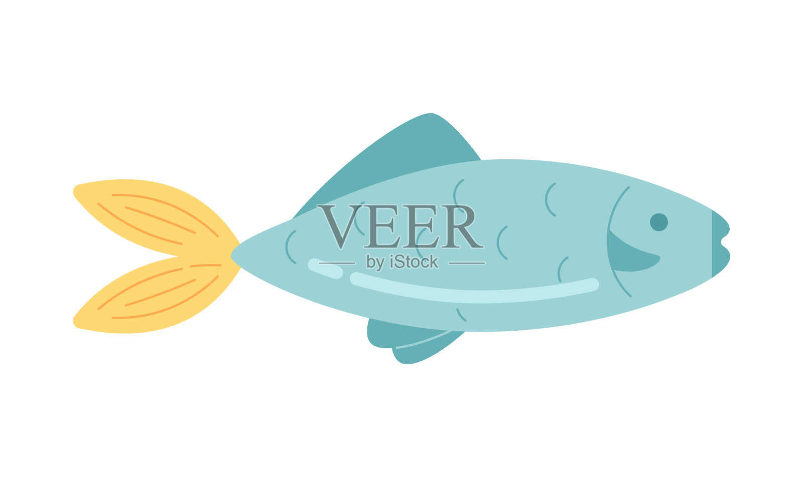 大鱼半平面颜色矢量对象插画图片素材