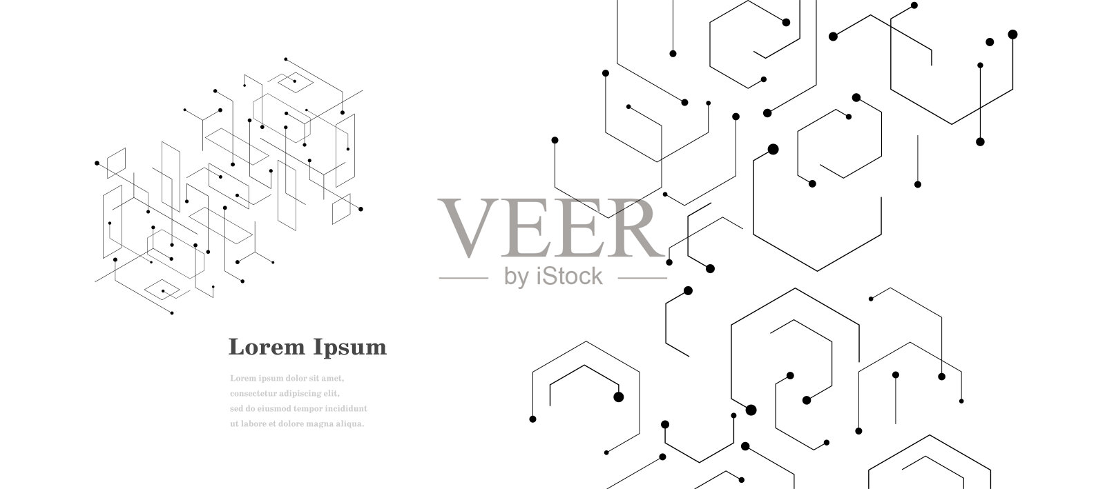 抽象黑白六边形，几何背景，科学技术，网络概念插画图片素材