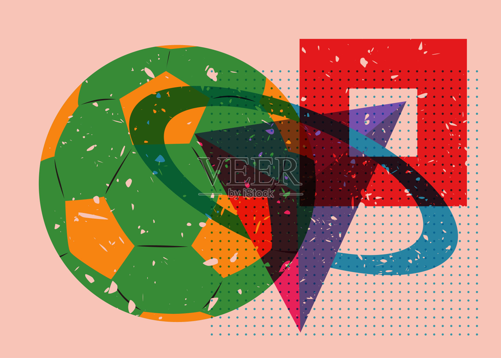 用几何图形绘制足球。新潮视觉图形设计中的运动对象。插画图片素材