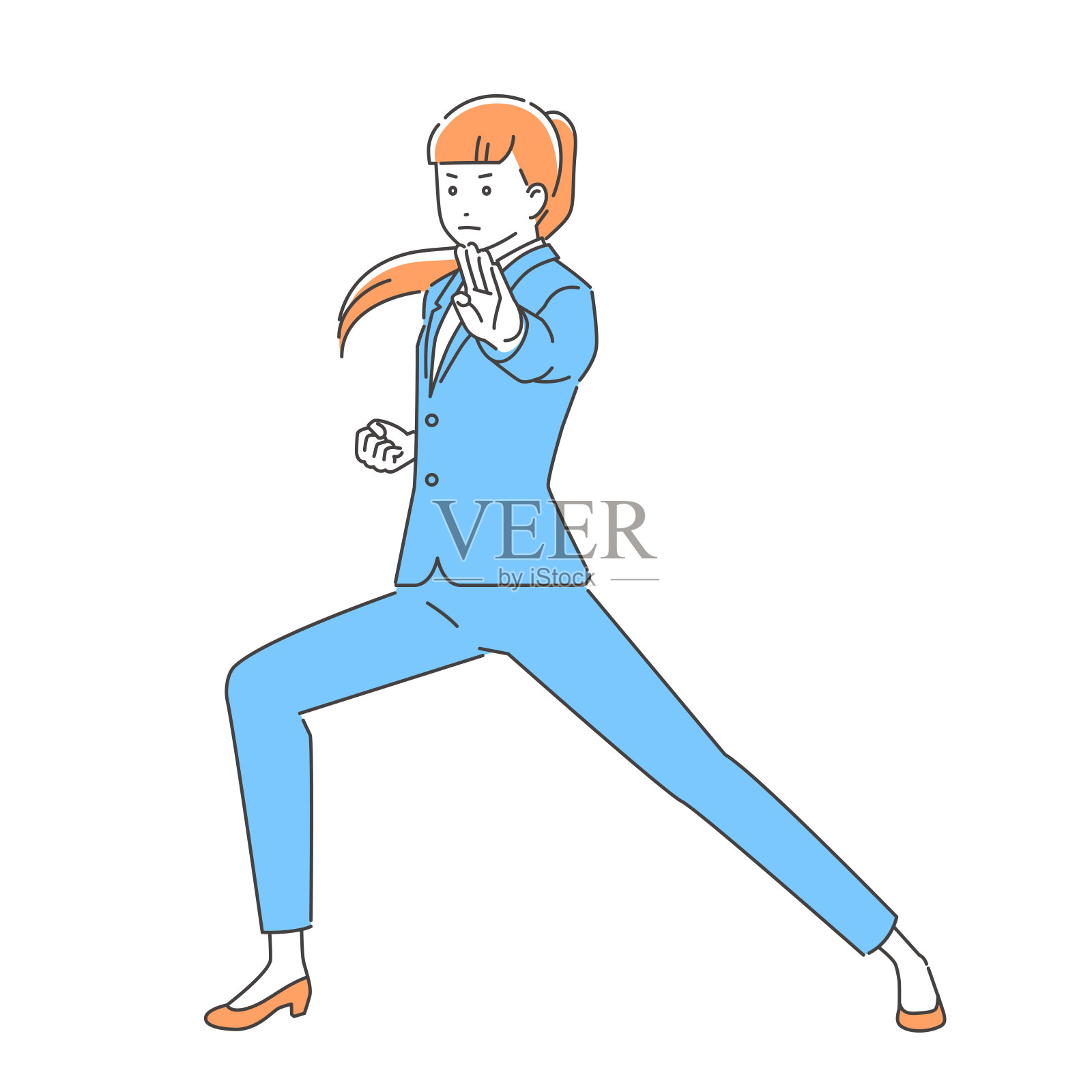 女商人手持空手道，三种颜色。插画图片素材