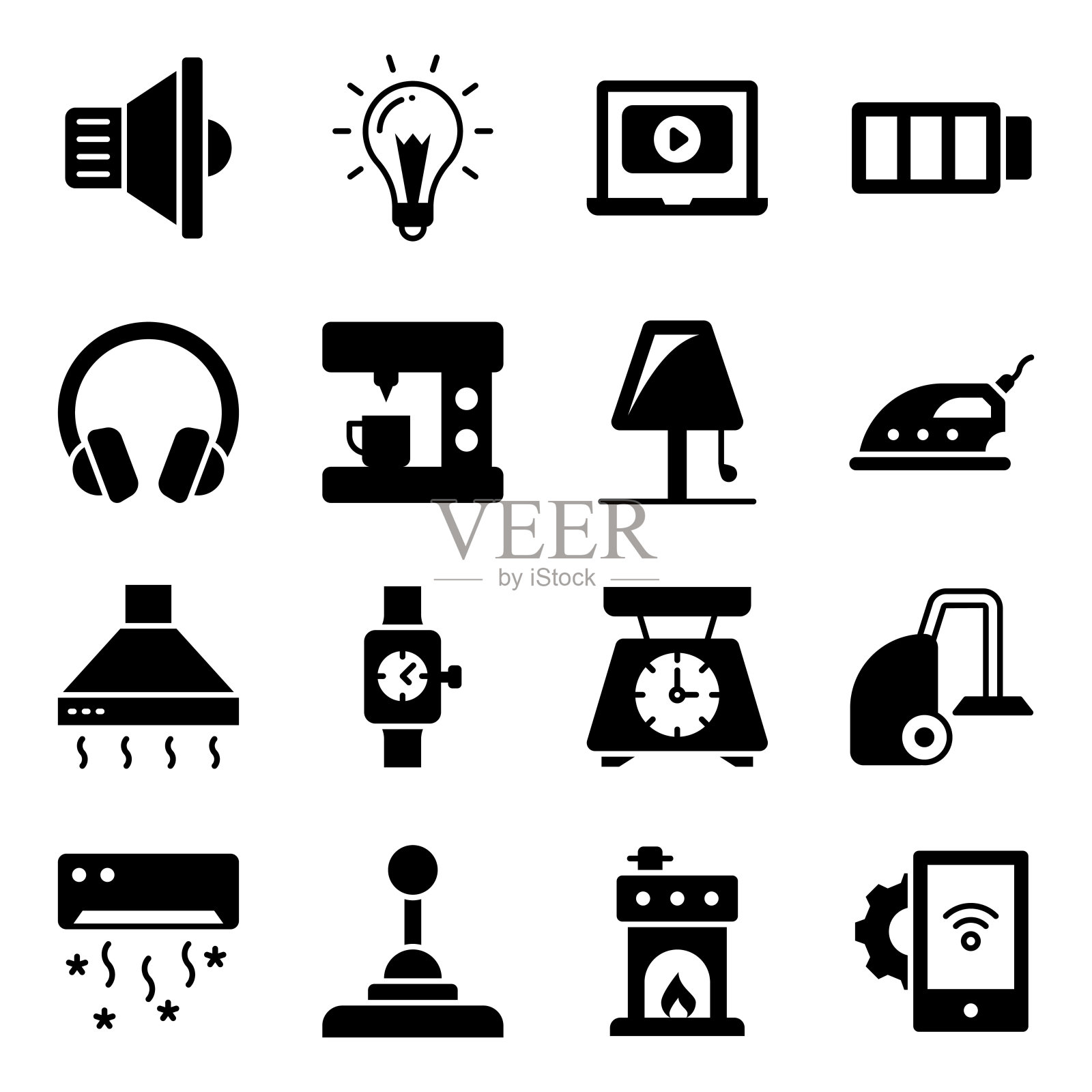 电子设备字形图标包插画图片素材