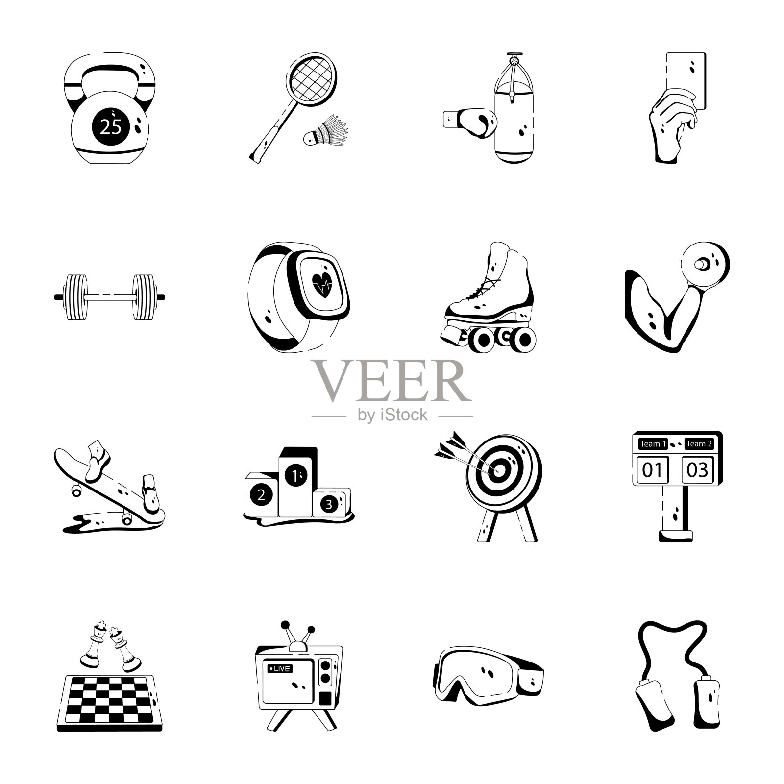 新潮的运动器材字形图标集合插画图片素材