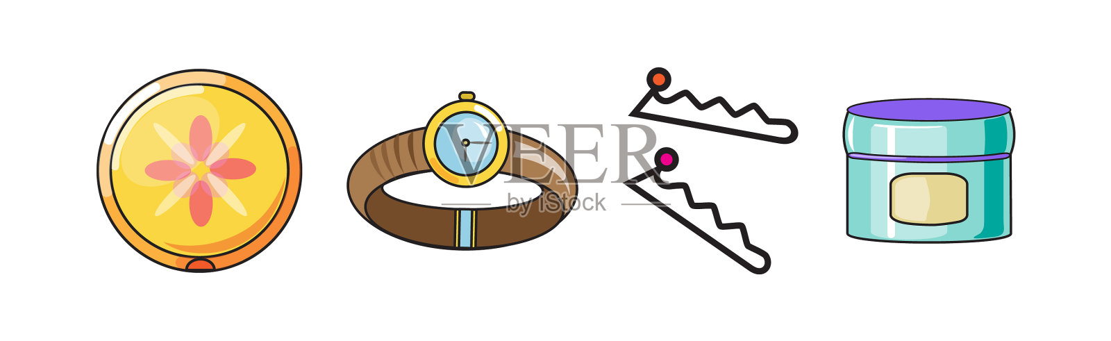 女性物品和美容配件插画图片素材