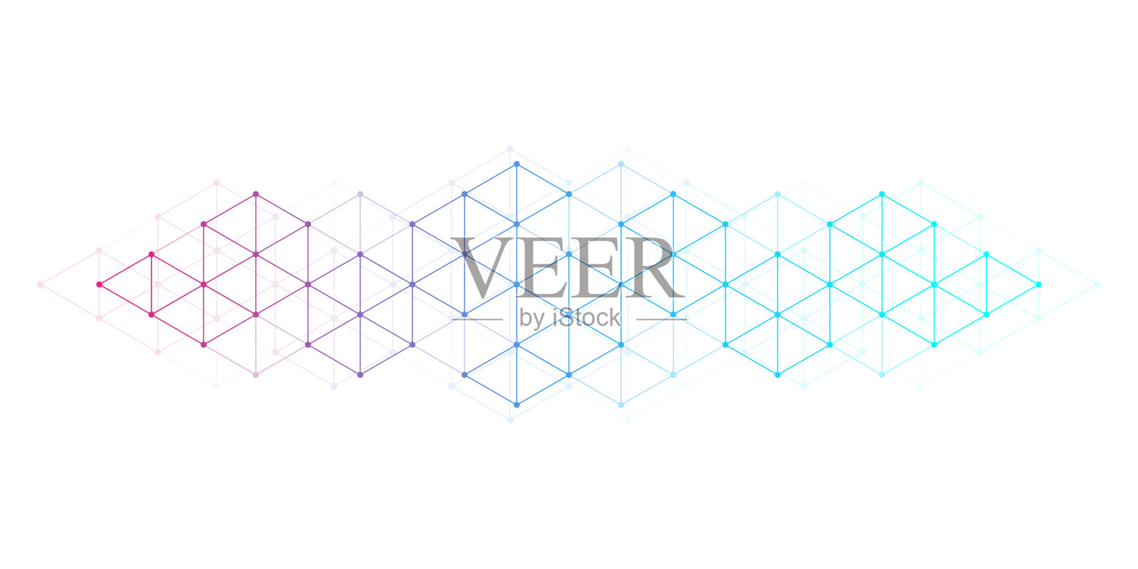 现代技术矢量插图与正方形网格。技术横幅模板立方体纹理。数字几何抽象与线和点插画图片素材